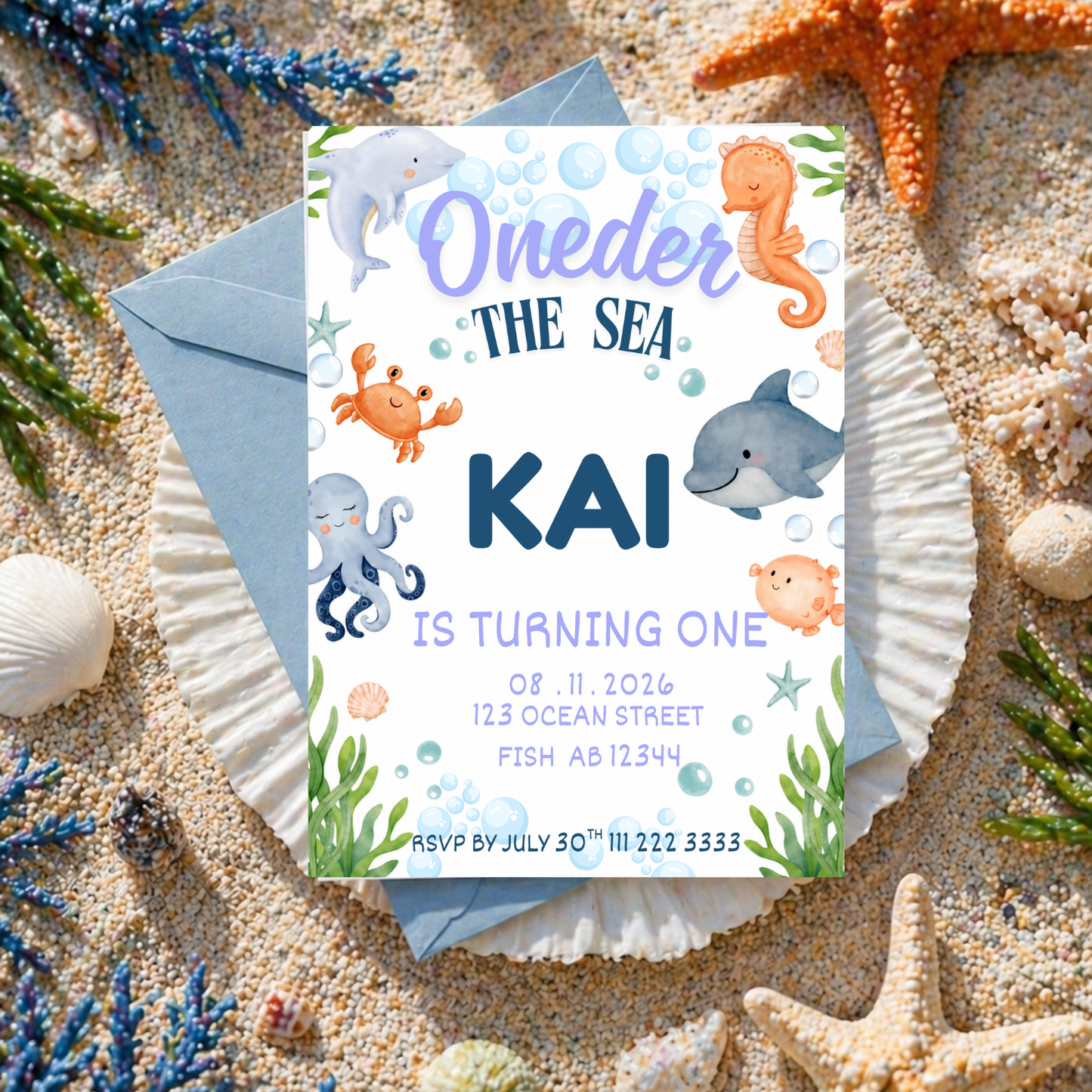 Oneder the Sea Birthday Invitation