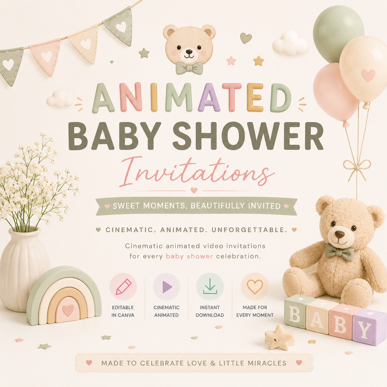 Animated Baby Shower Video Invitation