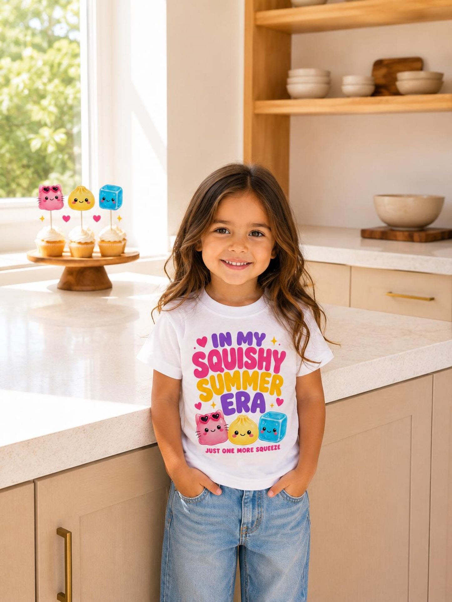 In My Squishy Summer Era Kids Shirt, Cute Kawaii Sensory Toy Tee for Girls, Vacation Outfit