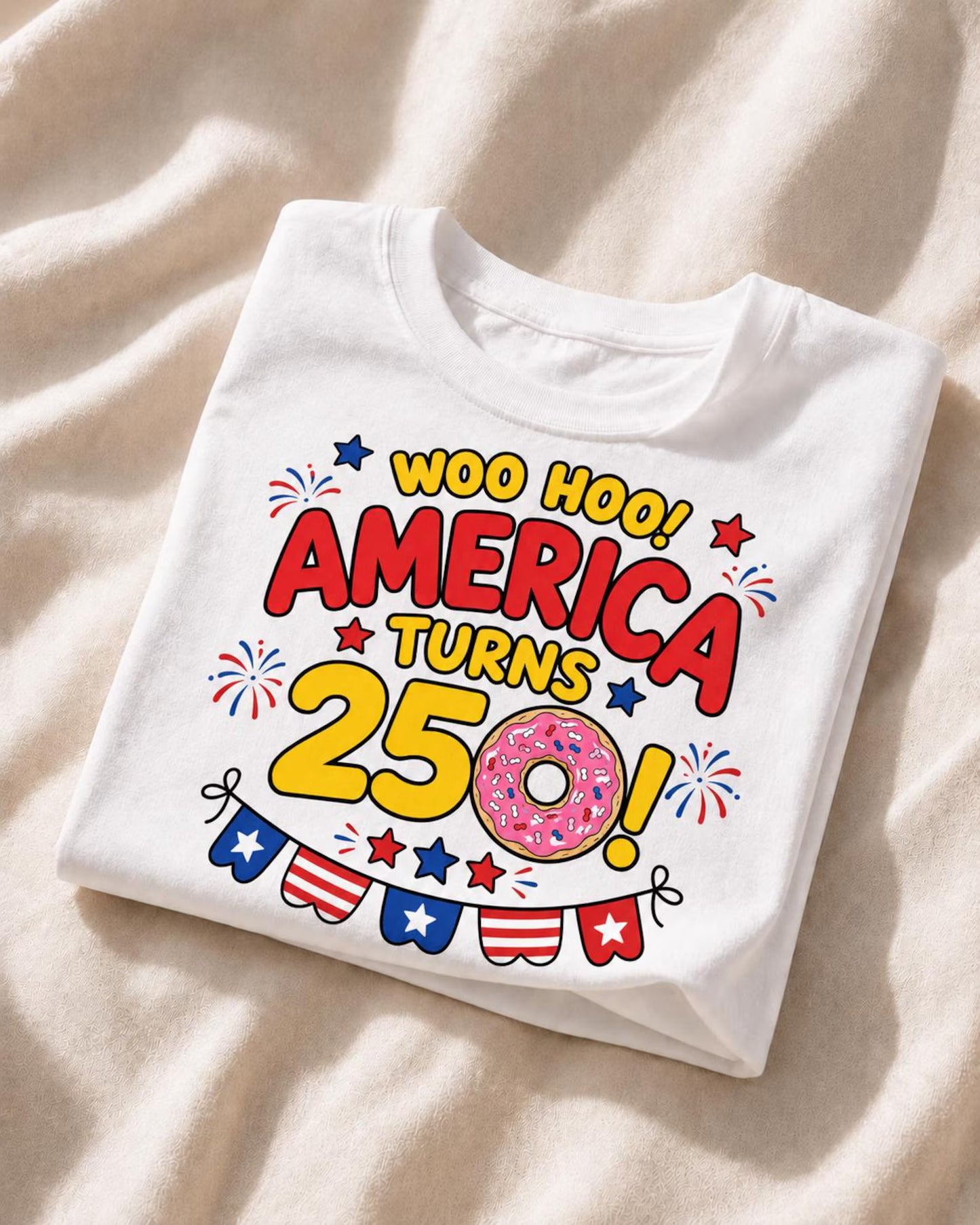 America Turns 250 Donut Shirt, Funny USA 250th Birthday Tee, Patriotic Comfort Colors T-Shirt