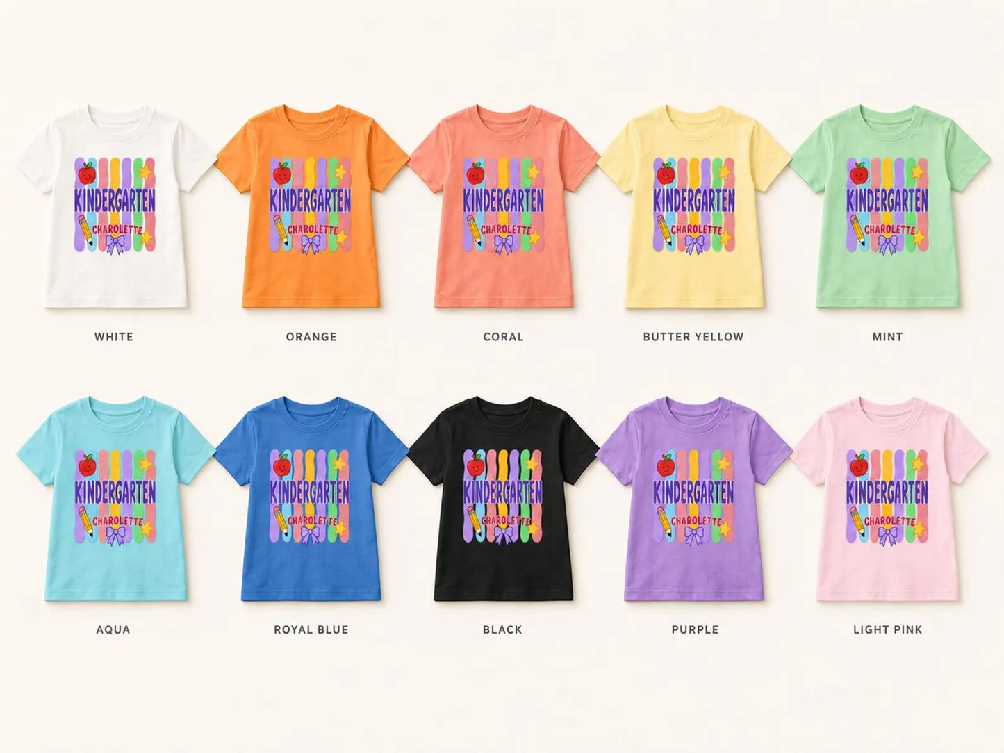 Personalized Kindergarten Shirt for Kids, Custom Name Comfort Colors 9018 Youth Tee, First Day of School Outfit