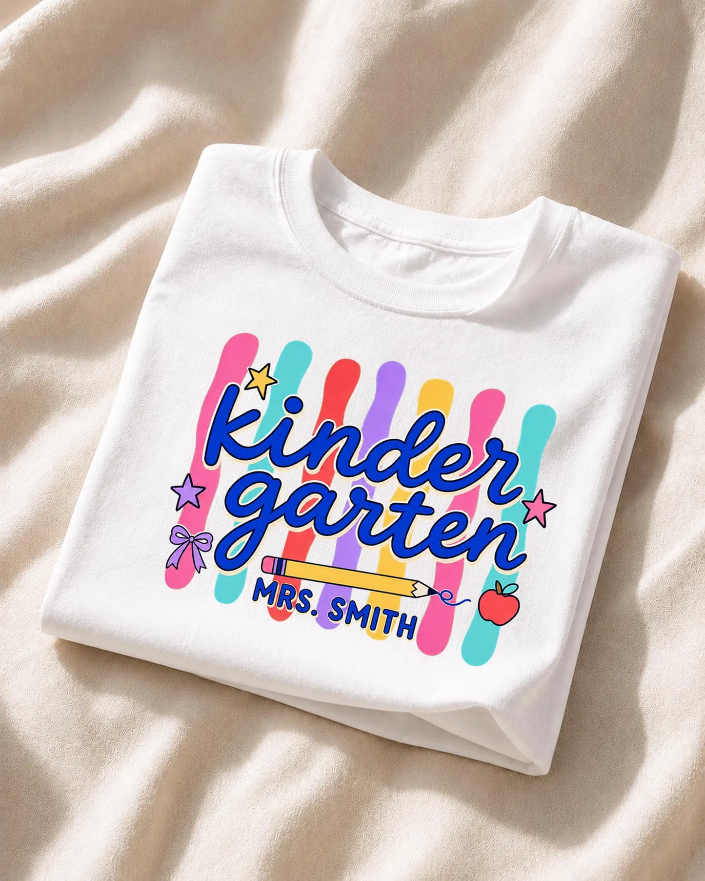 Personalized Kindergarten Teacher Shirt, Custom Teacher Name Comfort Colors 1717 Tee, Back to School Outfit, Teacher Gift