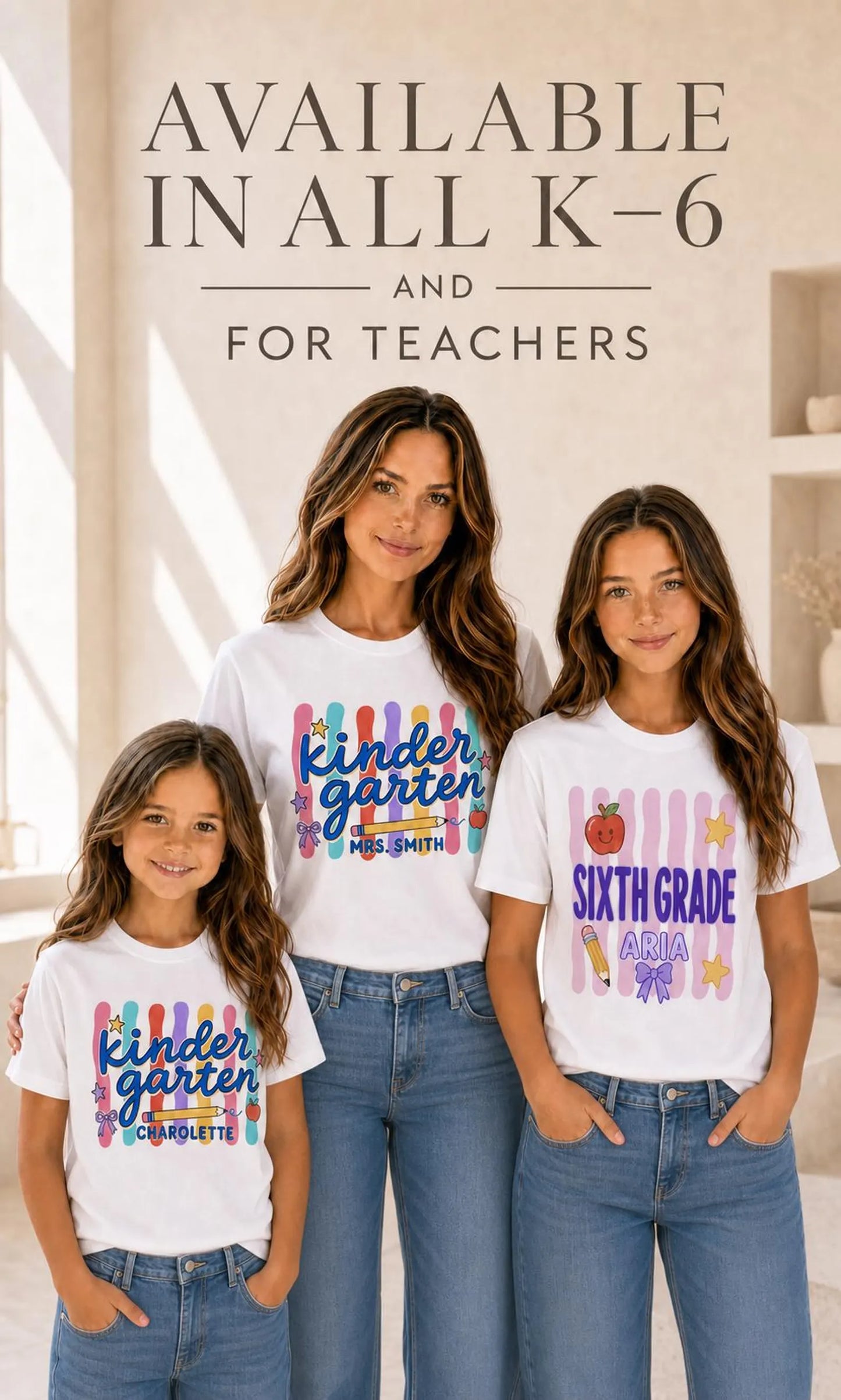 Personalized Kindergarten Teacher Shirt, Custom Teacher Name Comfort Colors 1717 Tee, Back to School Outfit, Teacher Gift