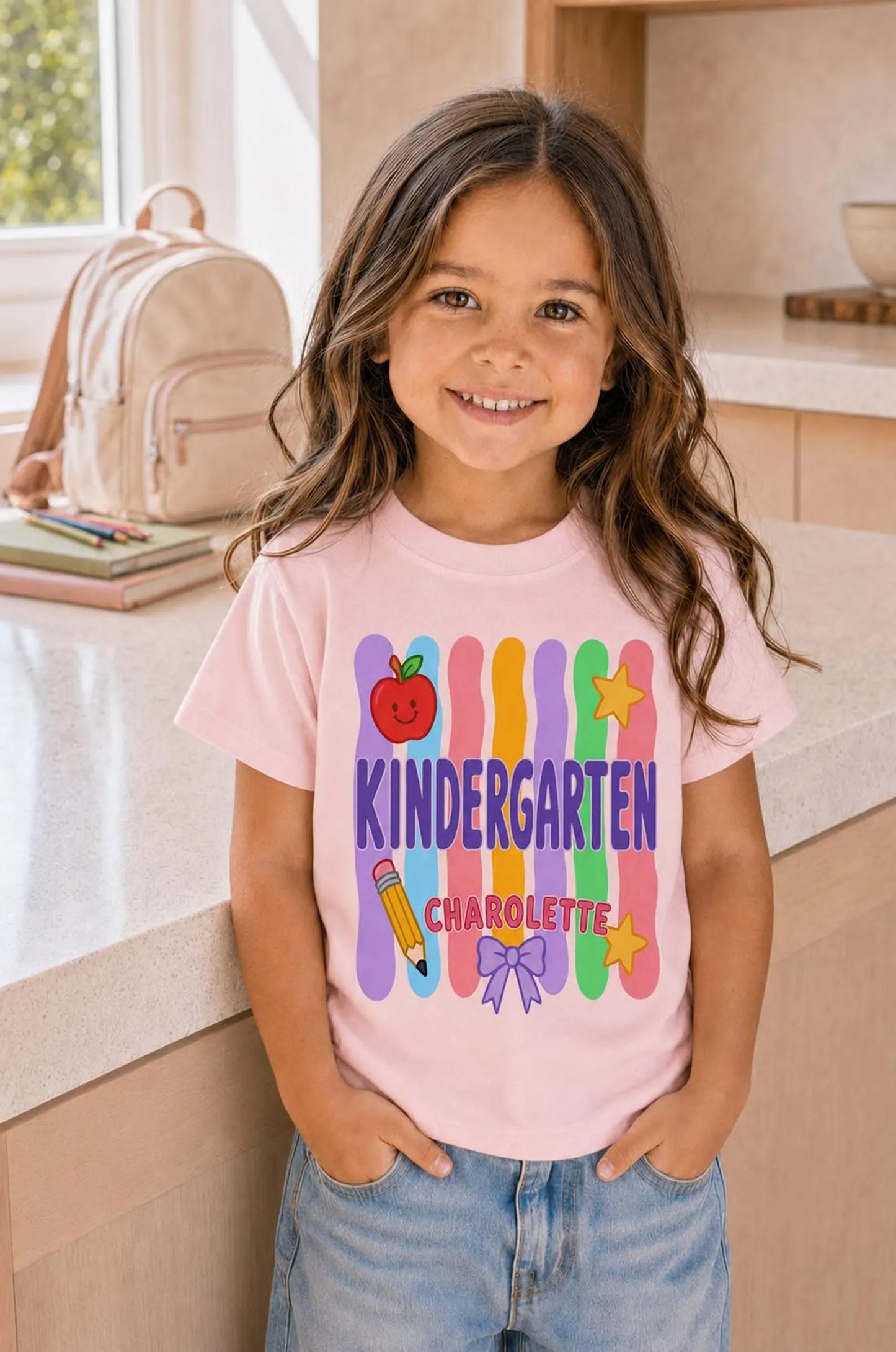 Personalized Kindergarten Shirt for Kids, Custom Name Comfort Colors 9018 Youth Tee, First Day of School Outfit