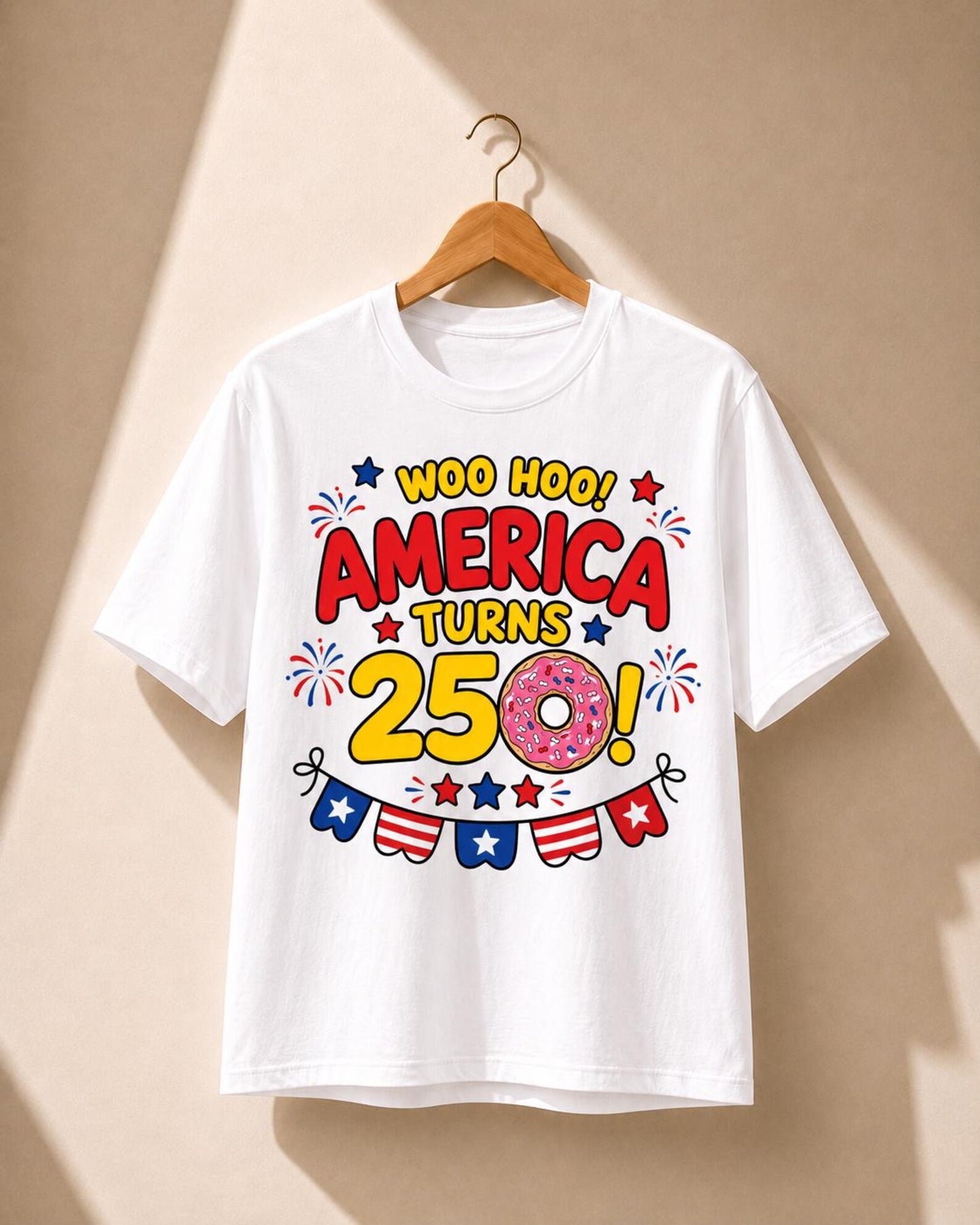 America Turns 250 Donut Shirt, Funny USA 250th Birthday Tee, Patriotic Comfort Colors T-Shirt