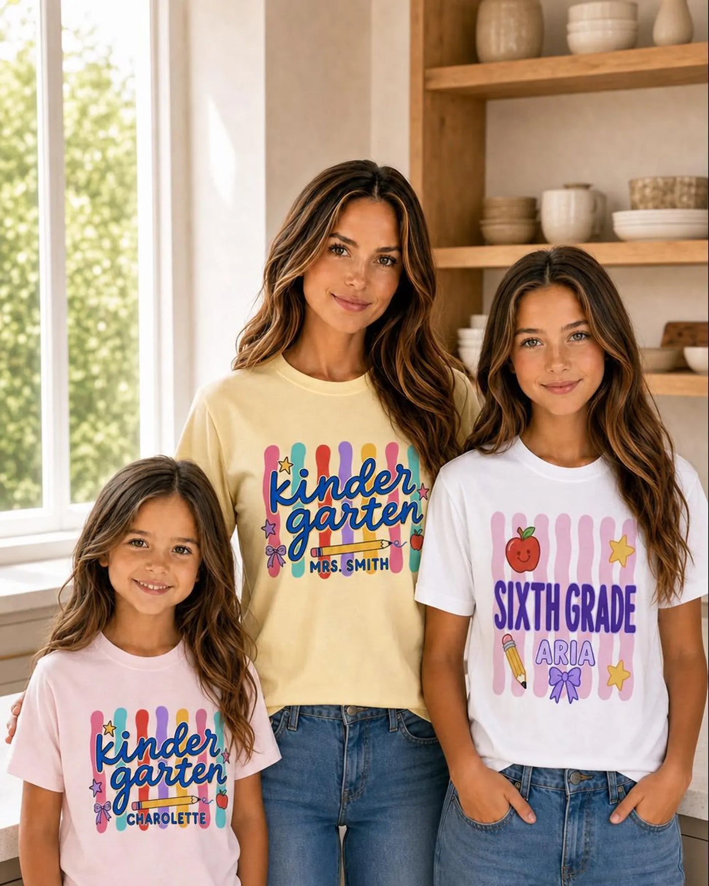 Personalized Kindergarten Teacher Shirt, Custom Teacher Name Comfort Colors 1717 Tee, Back to School Outfit, Teacher Gift