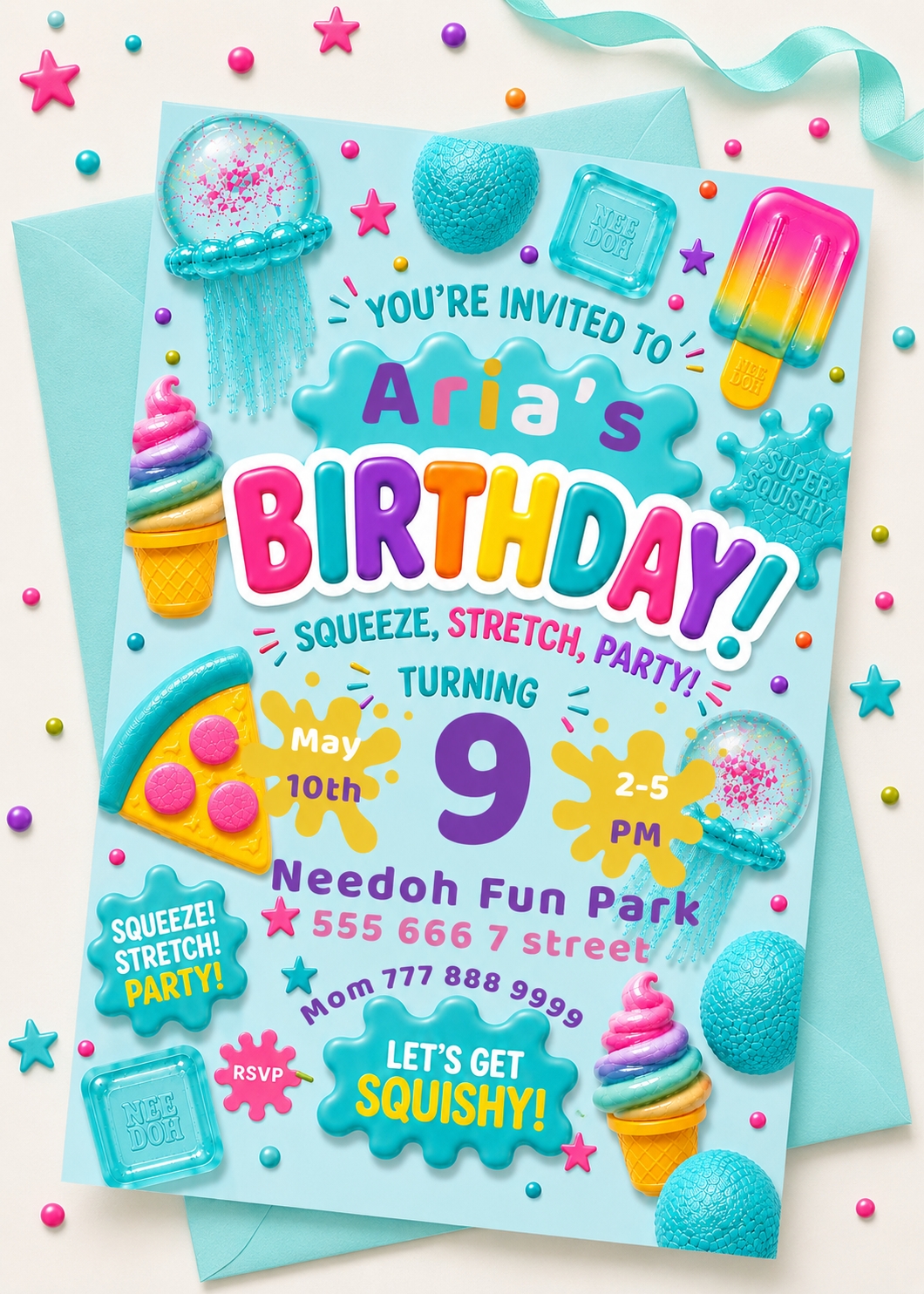 Needoh Turquoise Birthday Invitation