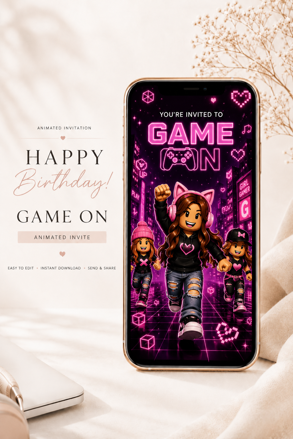 Animated Gamer Birthday Video Invitation