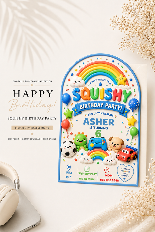 Squishy Blue Birthday Invitation