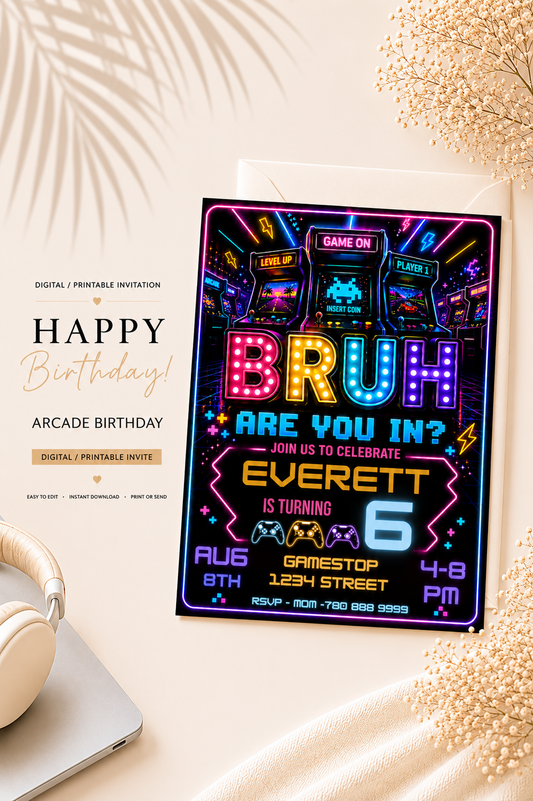 Neon Arcade Party Invite
