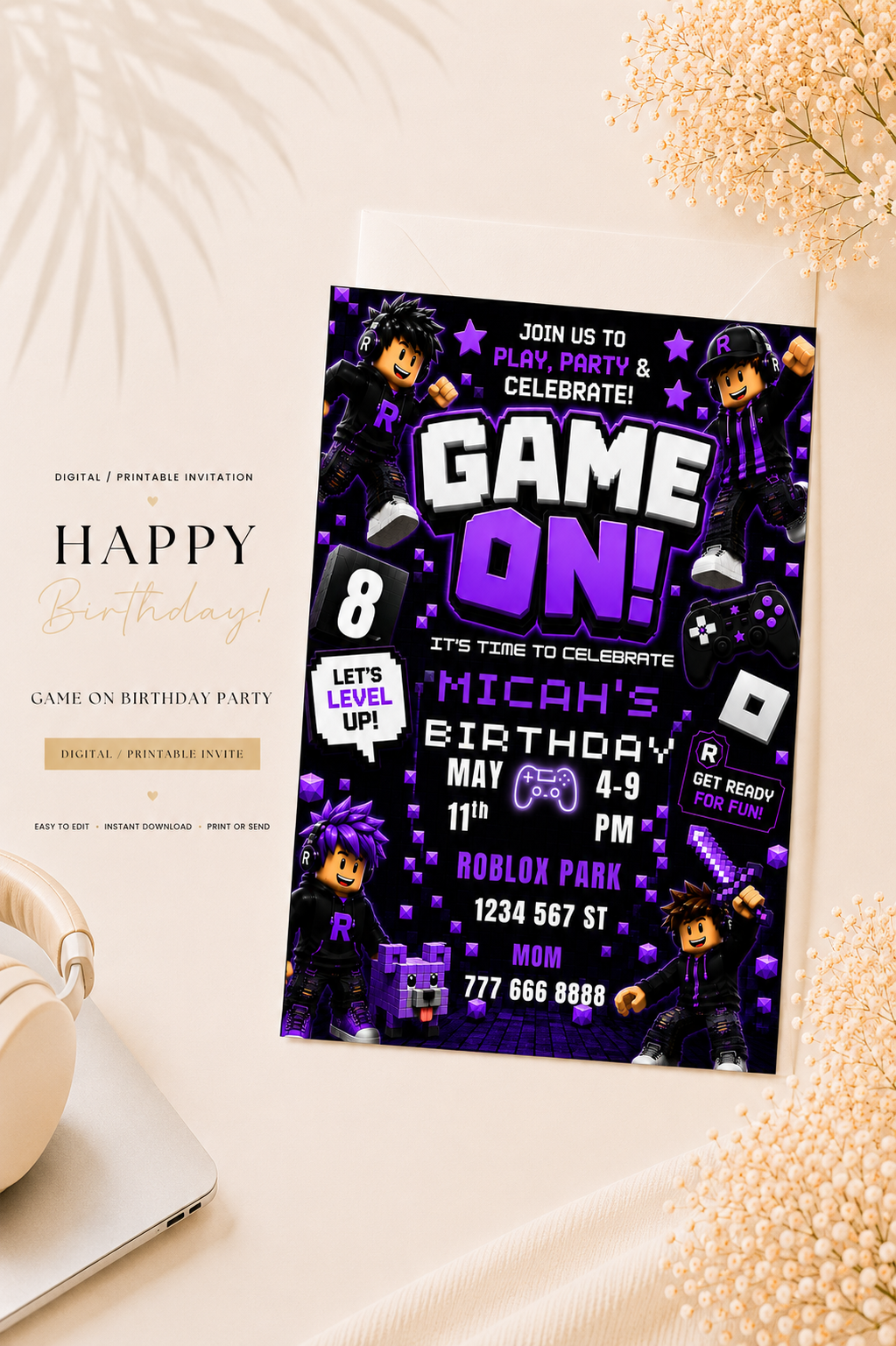 Game On Birthday Invitation