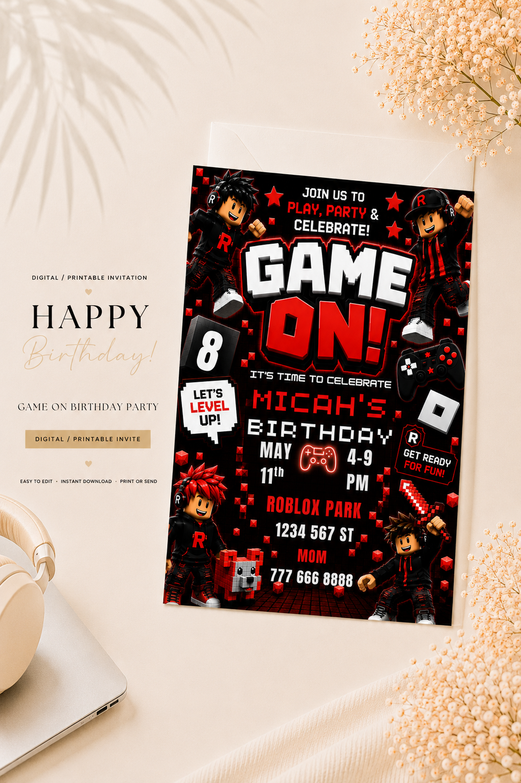 Game On Birthday Invitation