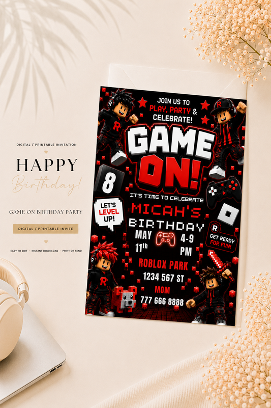 Game On Birthday Invitation