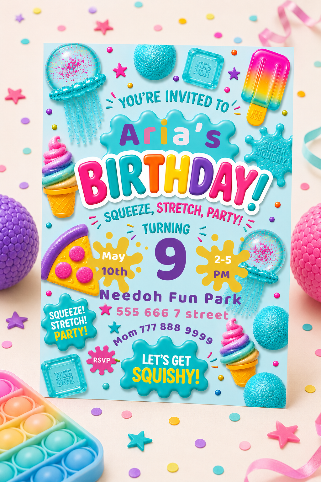 Needoh Turquoise Birthday Invitation