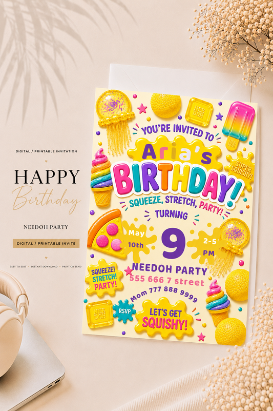 Needoh Yellow Birthday Invitation