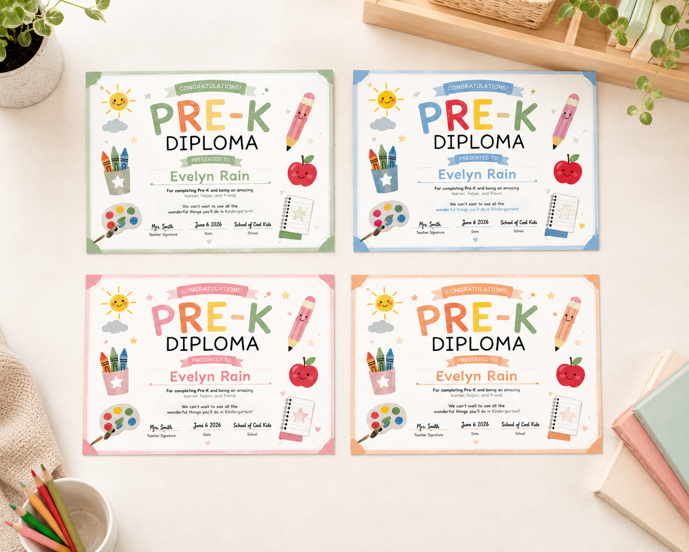 Editable Pre-K Diploma Template