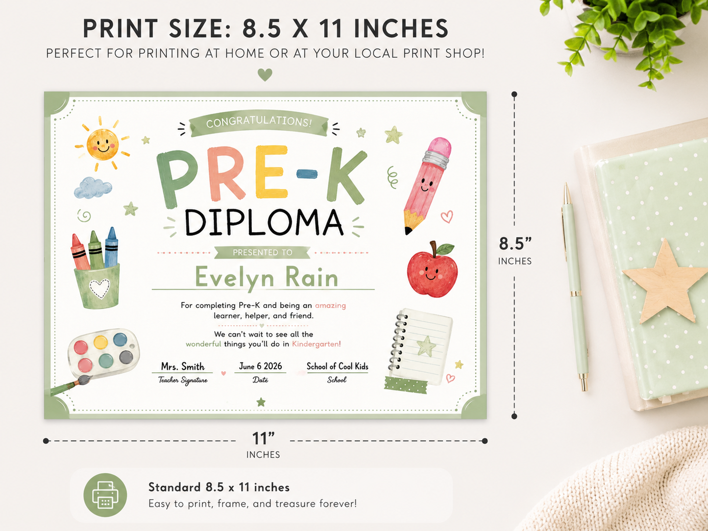 Editable Pre-K Diploma Template