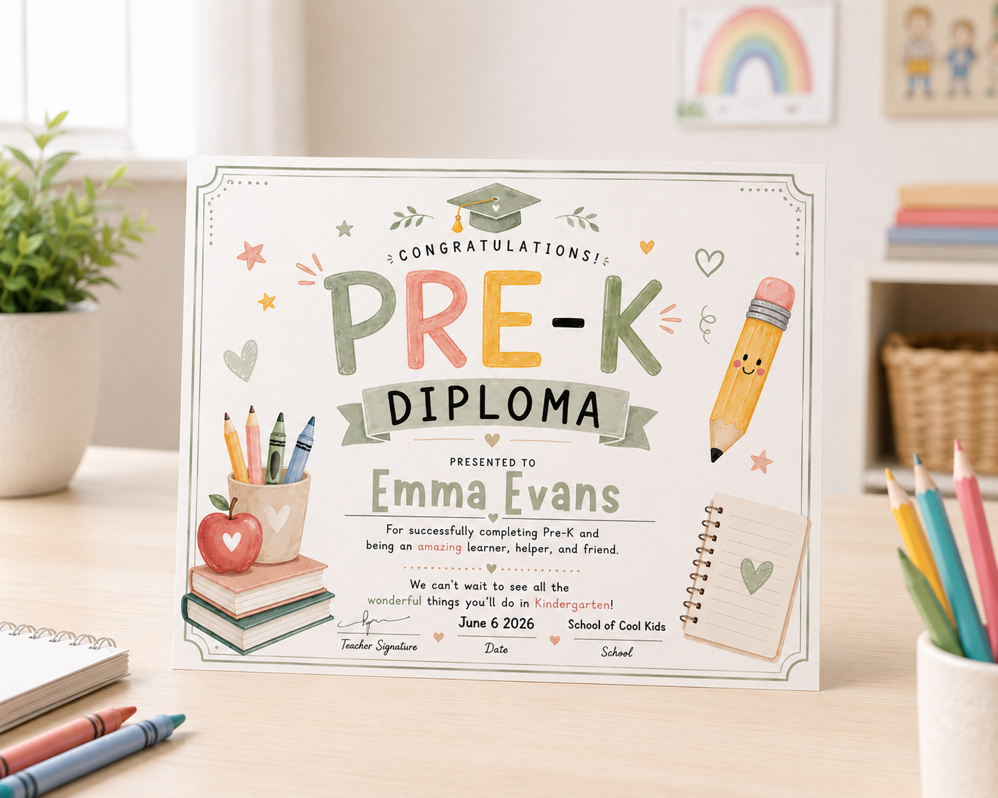 Editable Pre-K Diploma Template