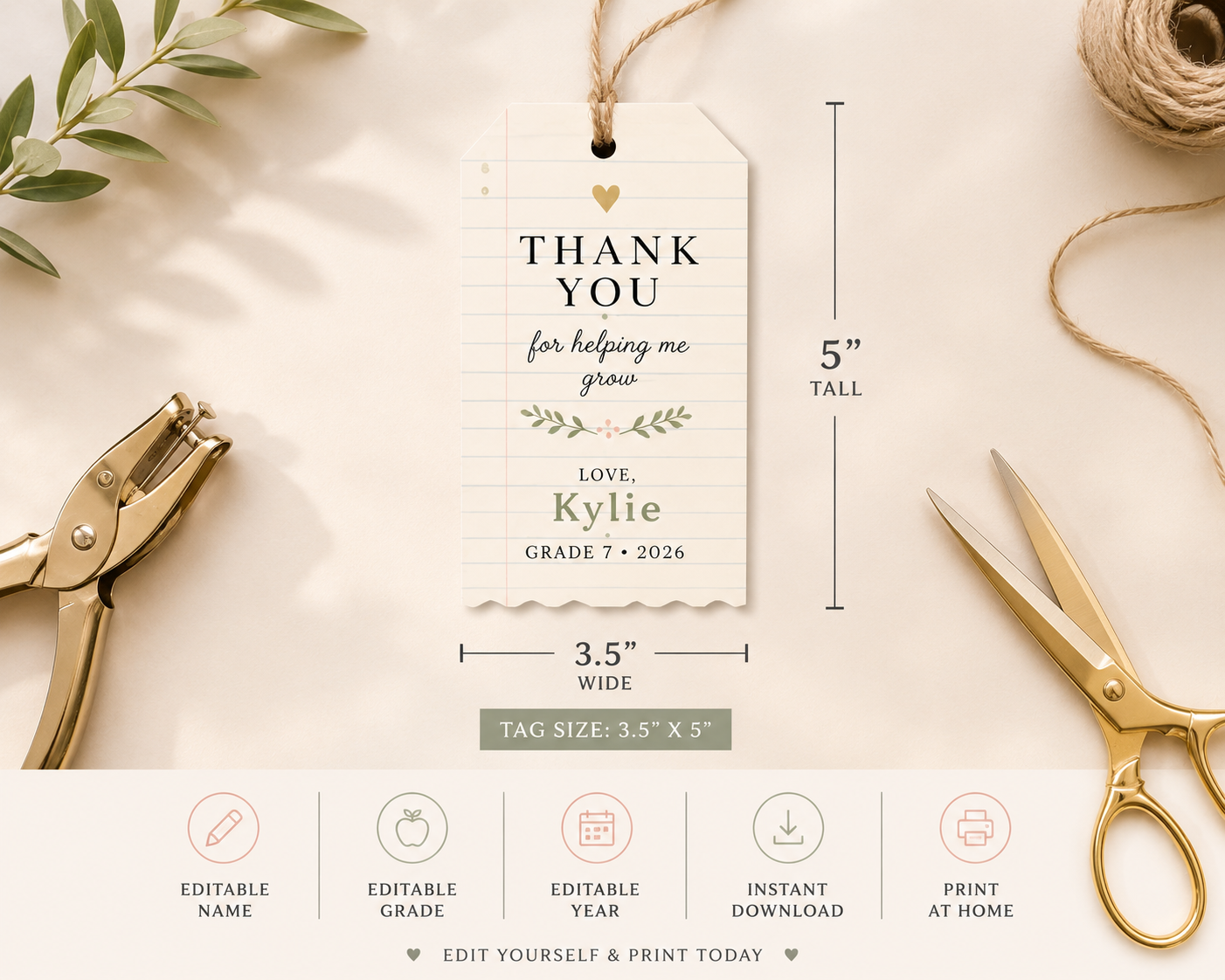notebook paper tag
