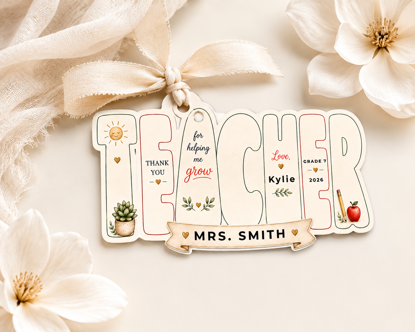 Teacher Thank You Tag | Printable Teacher Appreciation Gift Tag |
