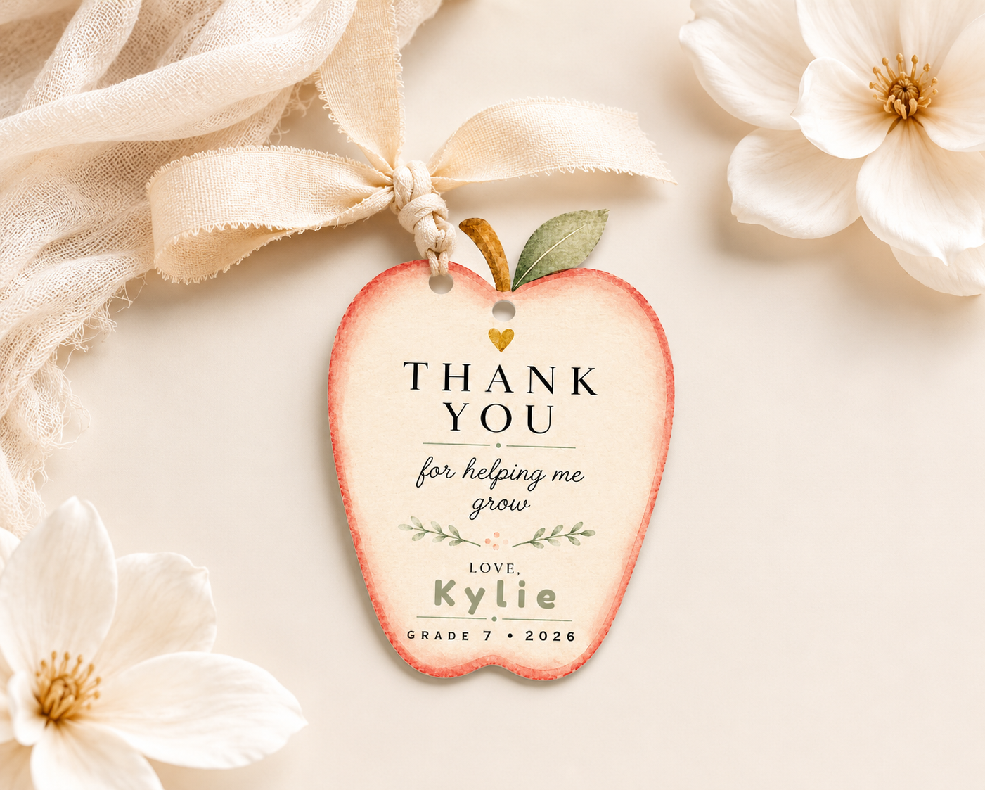 Apple Teacher Thank You Gift Tag