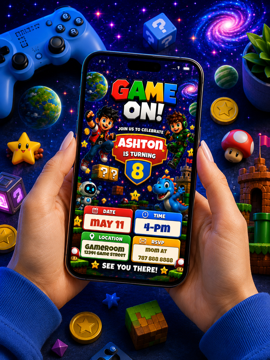 Gaming Party Birthday Invitation