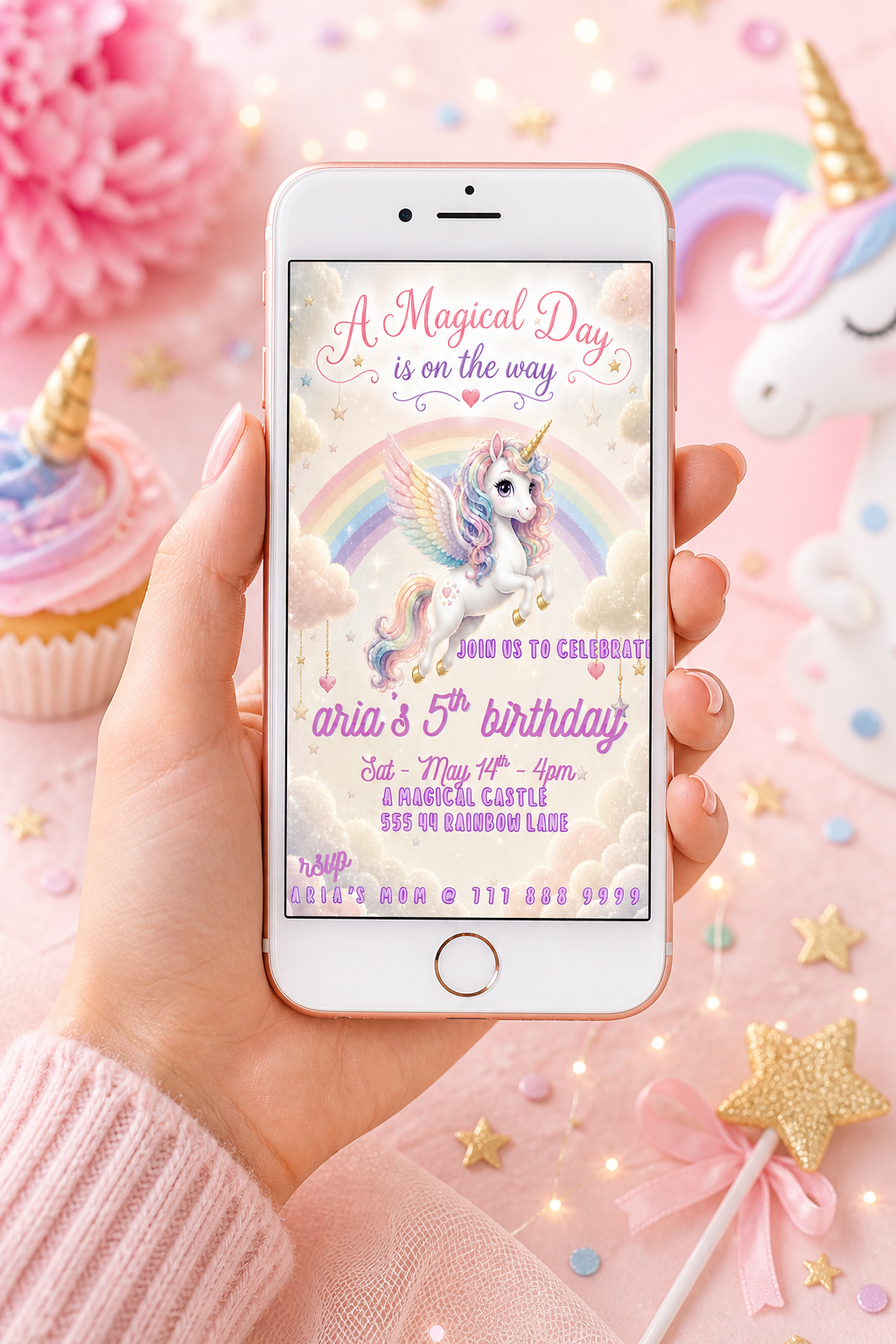 Magical Unicorn Boho Birthday Invitation