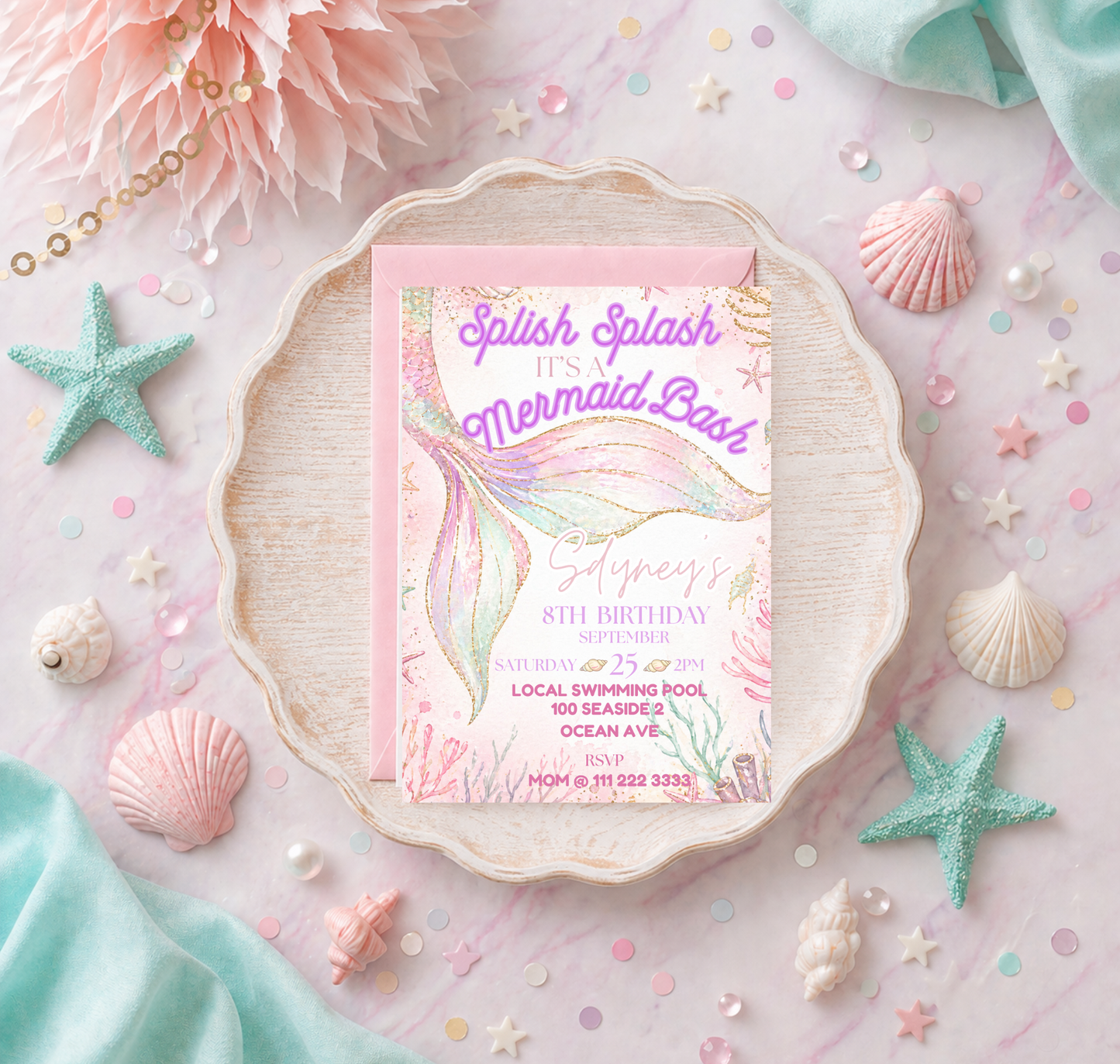 Mermaid Bash Birthday Invitation