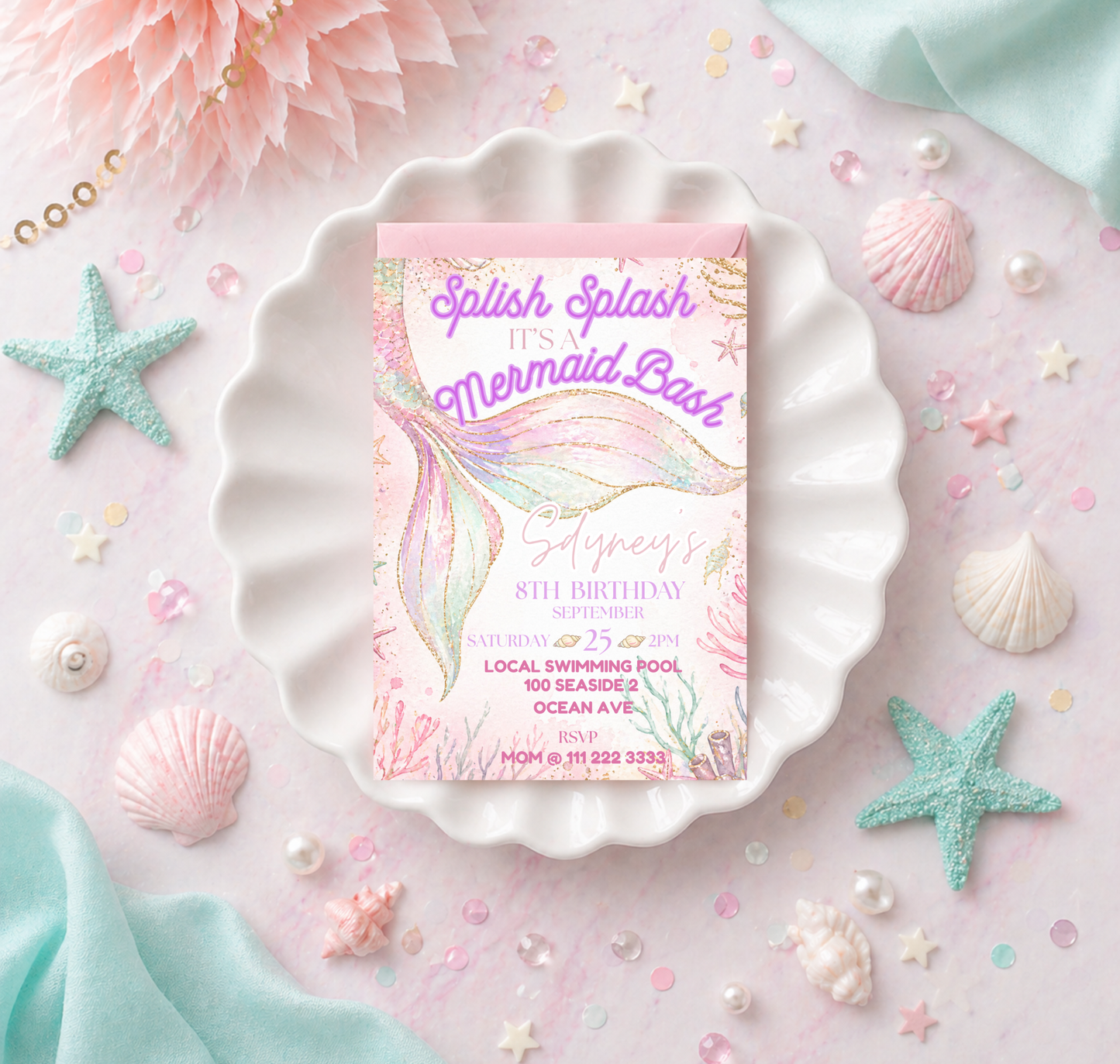 Mermaid Bash Birthday Invitation