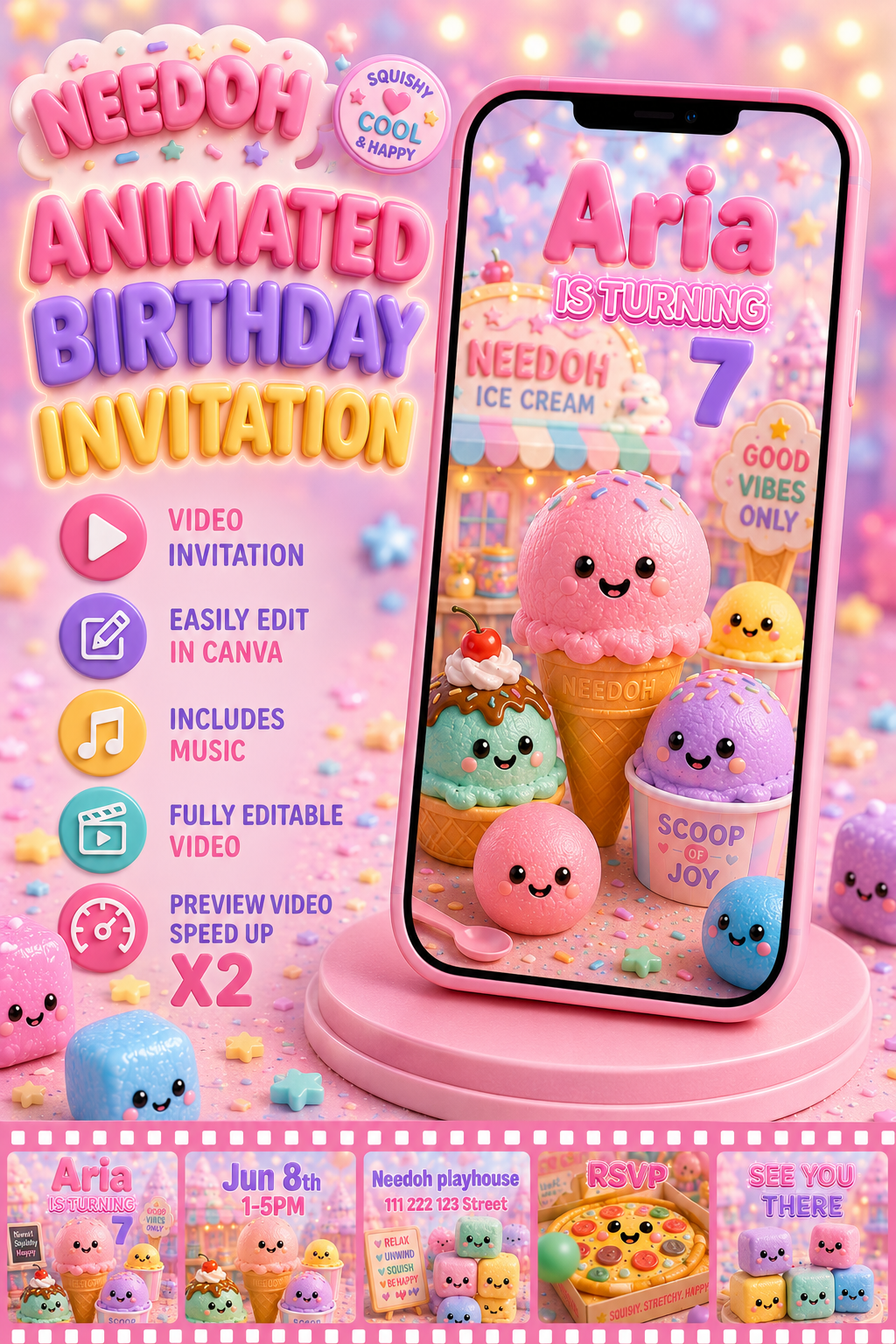 Needoh Animated Birthday Invitation