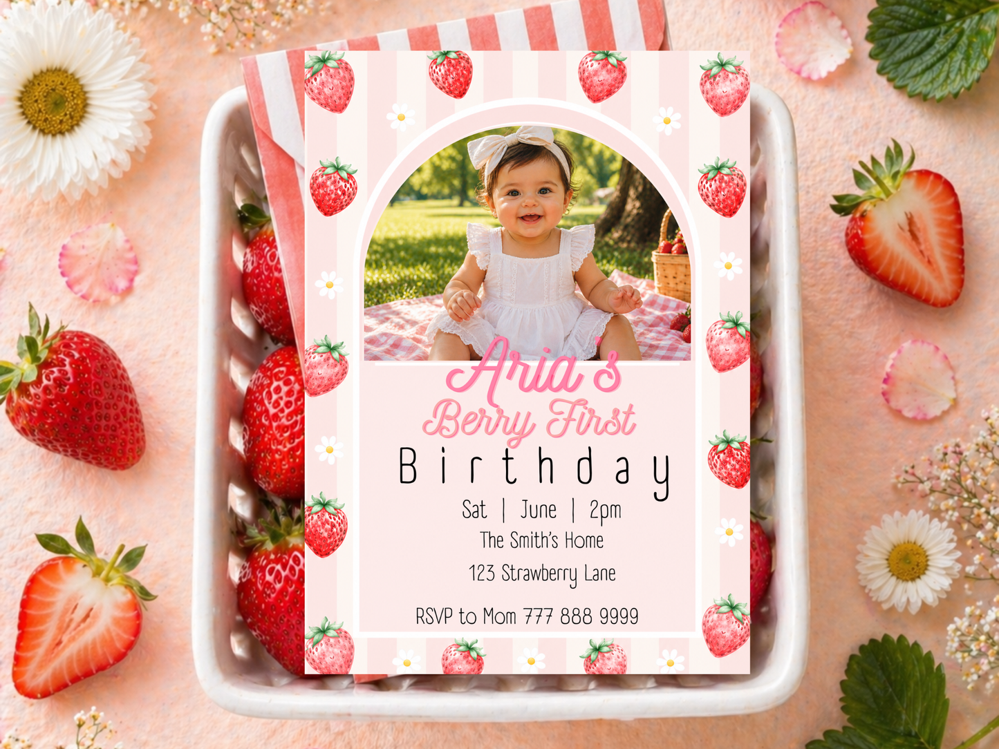 Berry First Birthday Invitation