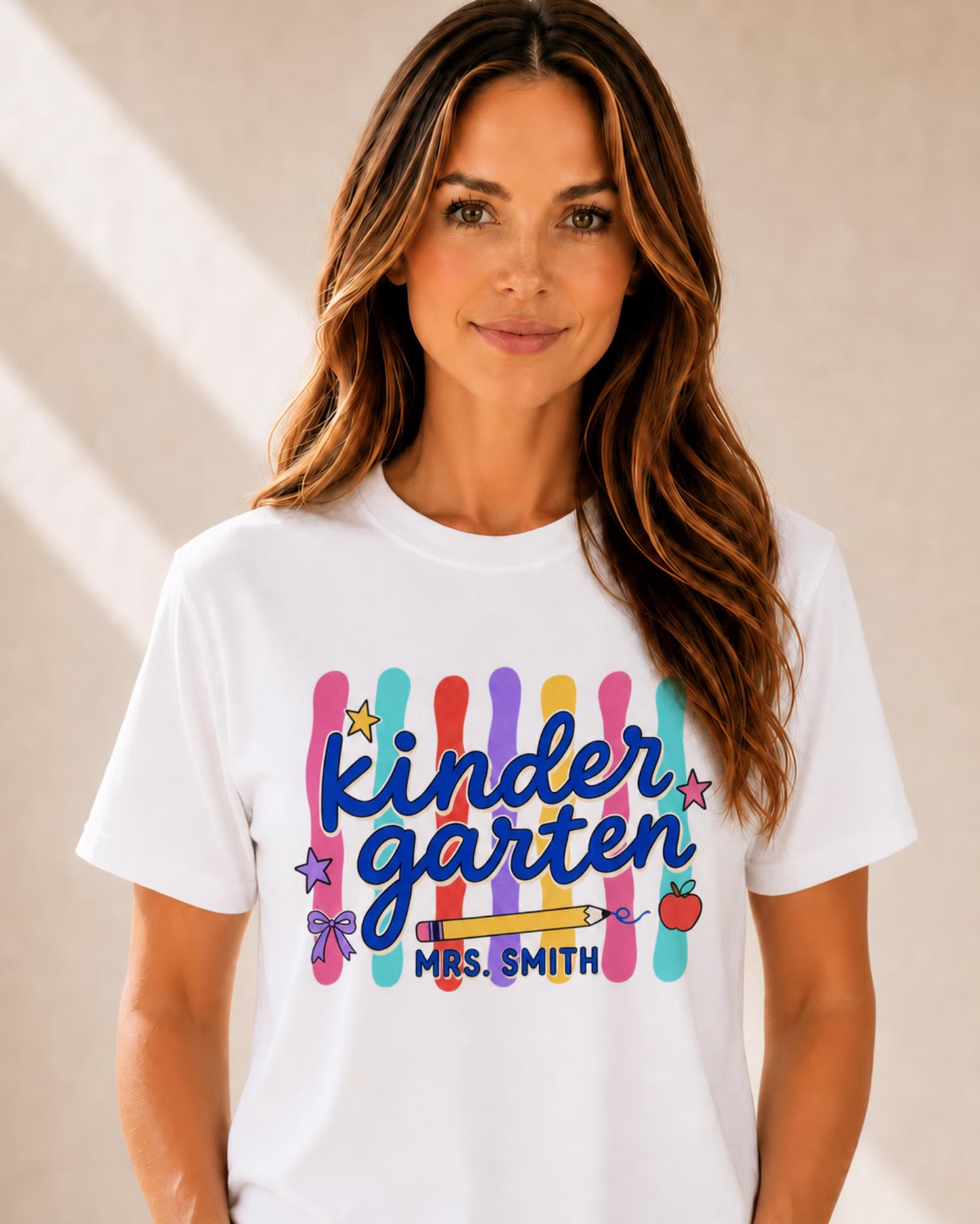 Personalized Kindergarten Teacher Shirt, Custom Teacher Name Comfort Colors 1717 Tee, Back to School Outfit, Teacher Gift