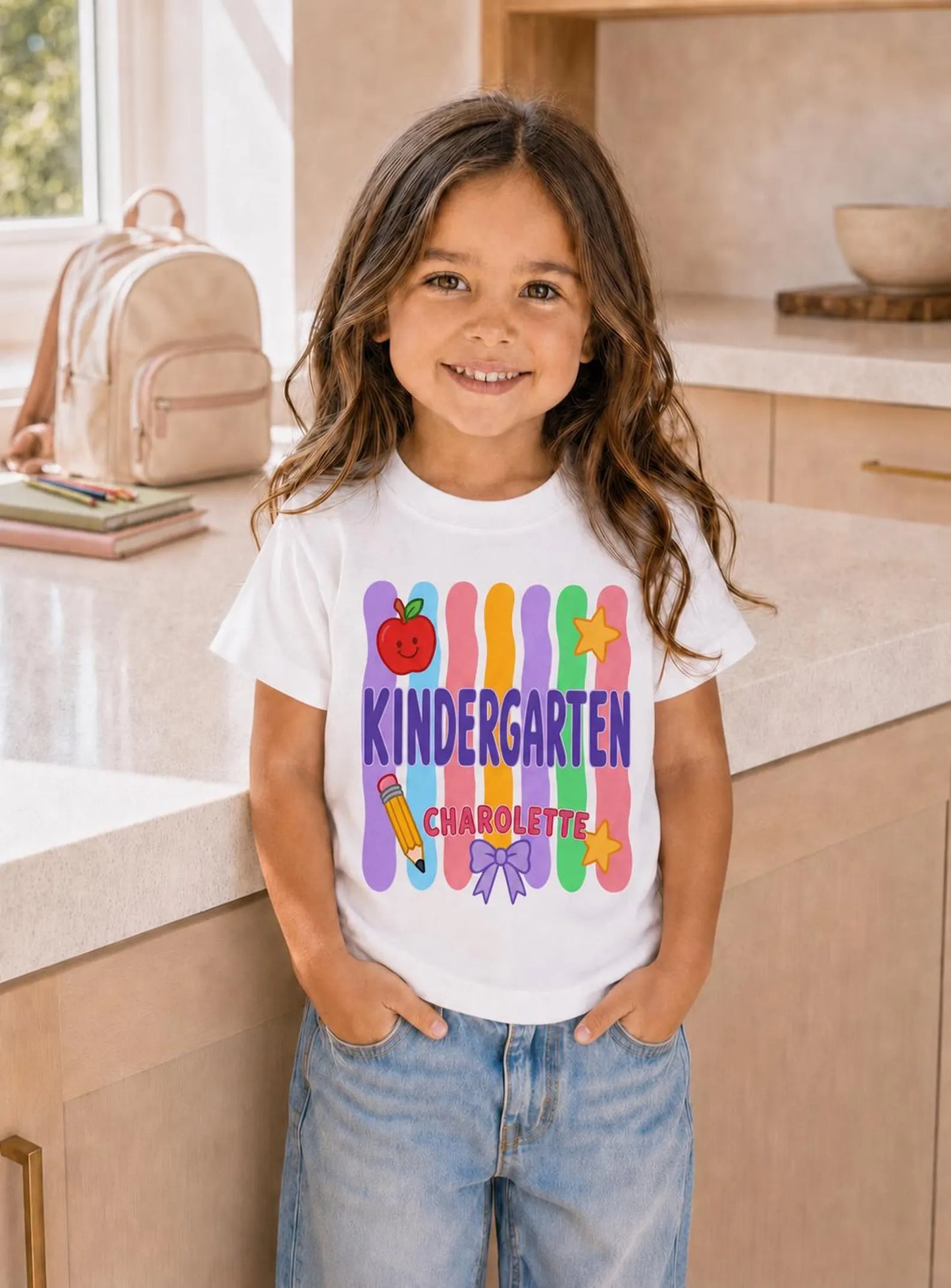 Personalized Kindergarten Shirt for Kids, Custom Name Comfort Colors 9018 Youth Tee, First Day of School Outfit