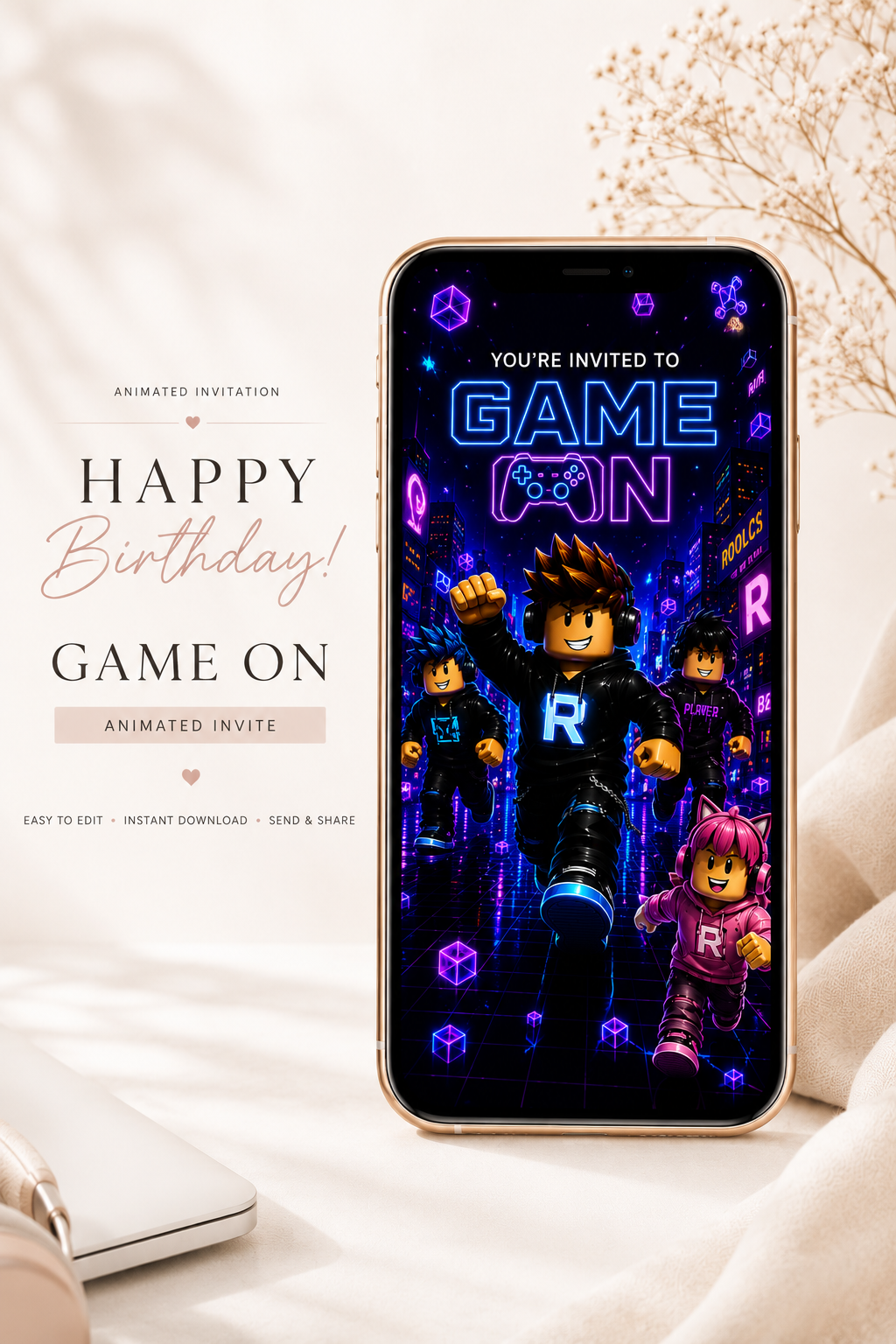 Animated Gaming Birthday Invitation