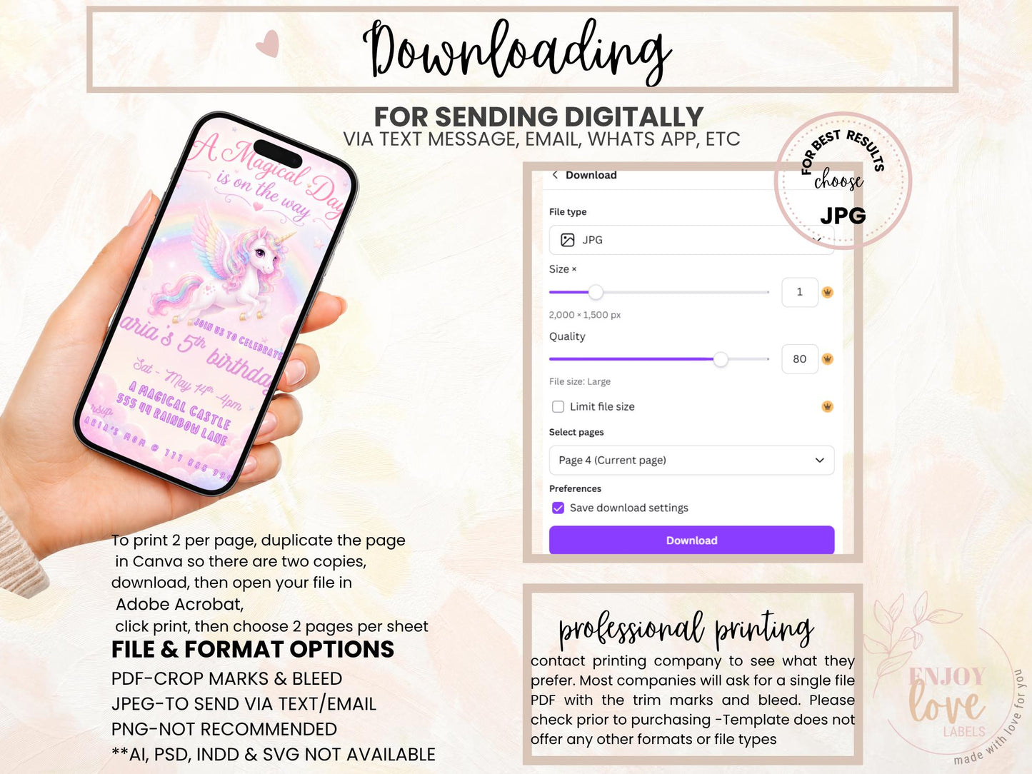 Editable Rainbow Unicorn Birthday Invitation preview 12