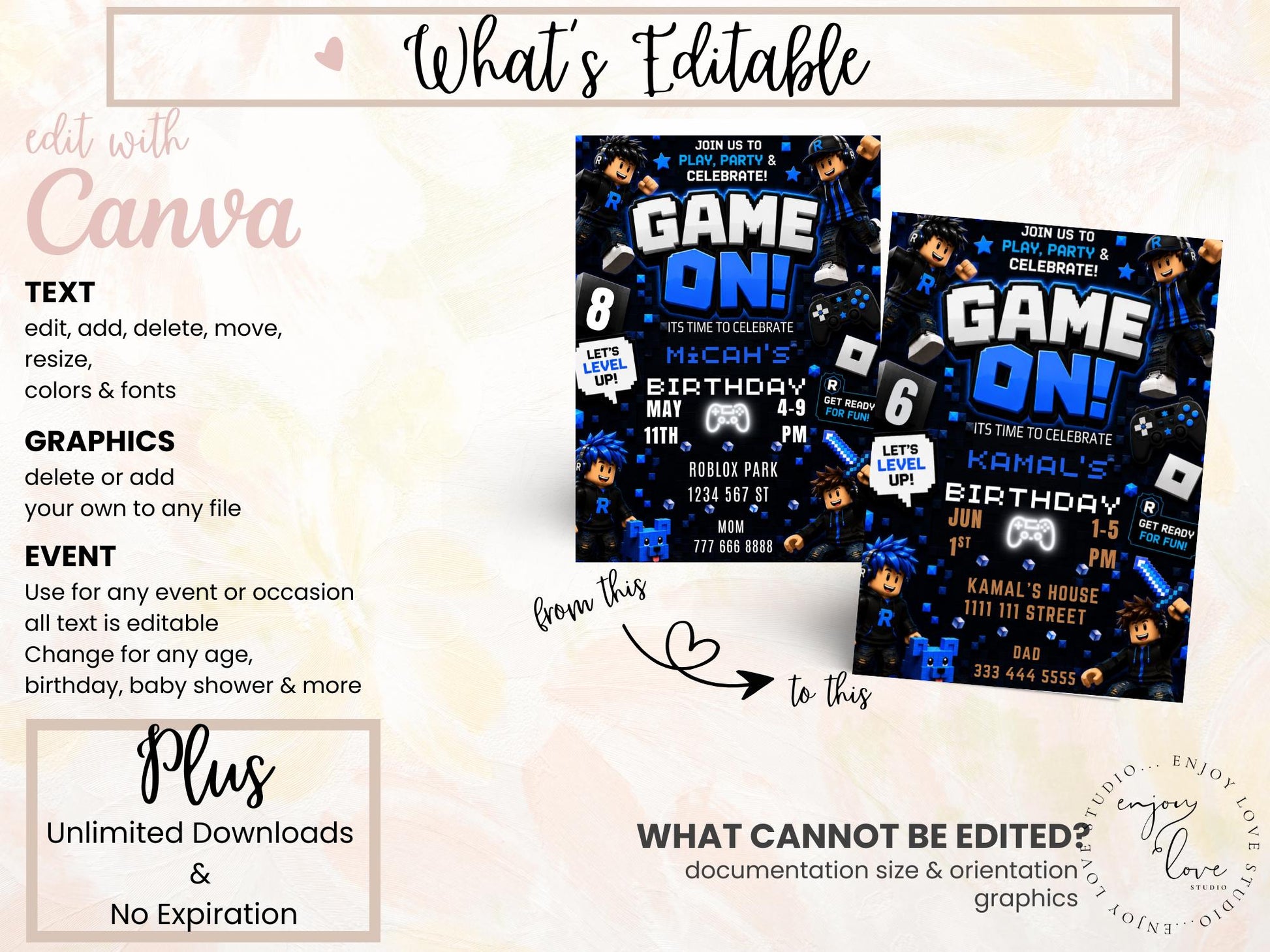 Editable Blue Gamer Birthday Invitation preview 9