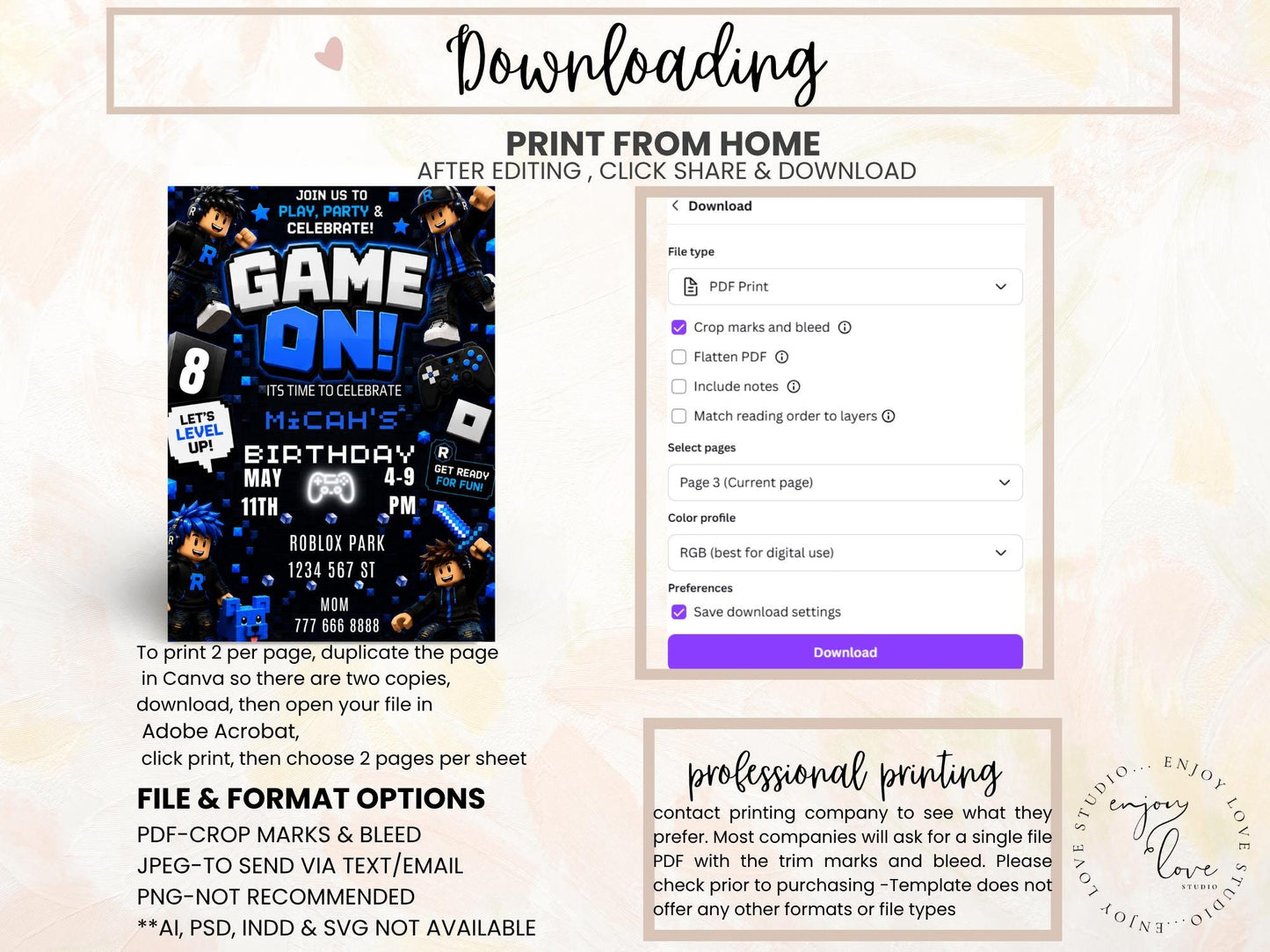 Editable Blue Gamer Birthday Invitation preview 10