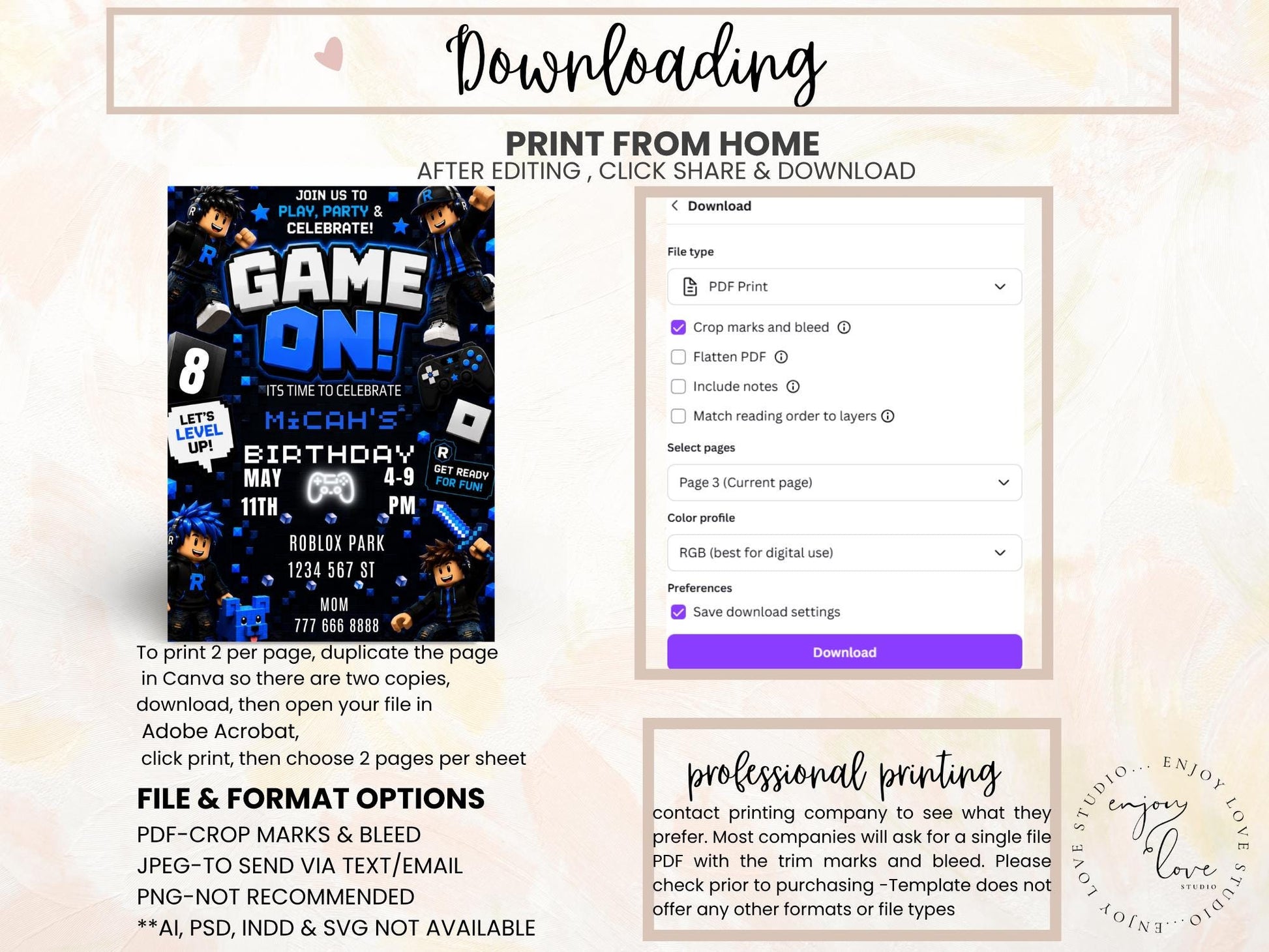 Editable Blue Gamer Birthday Invitation preview 10
