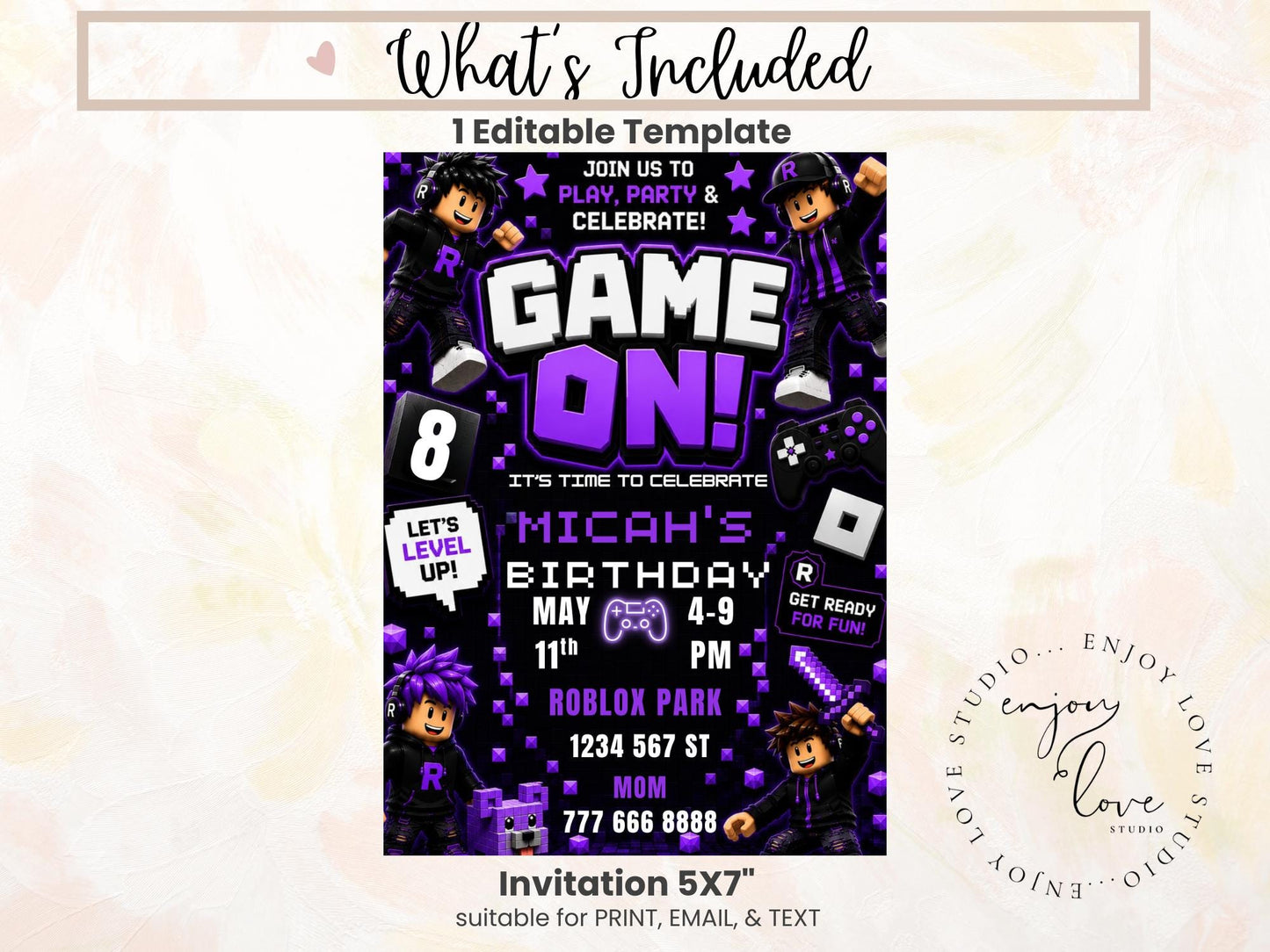 Roblox Gaming Birthday Invitation preview 7