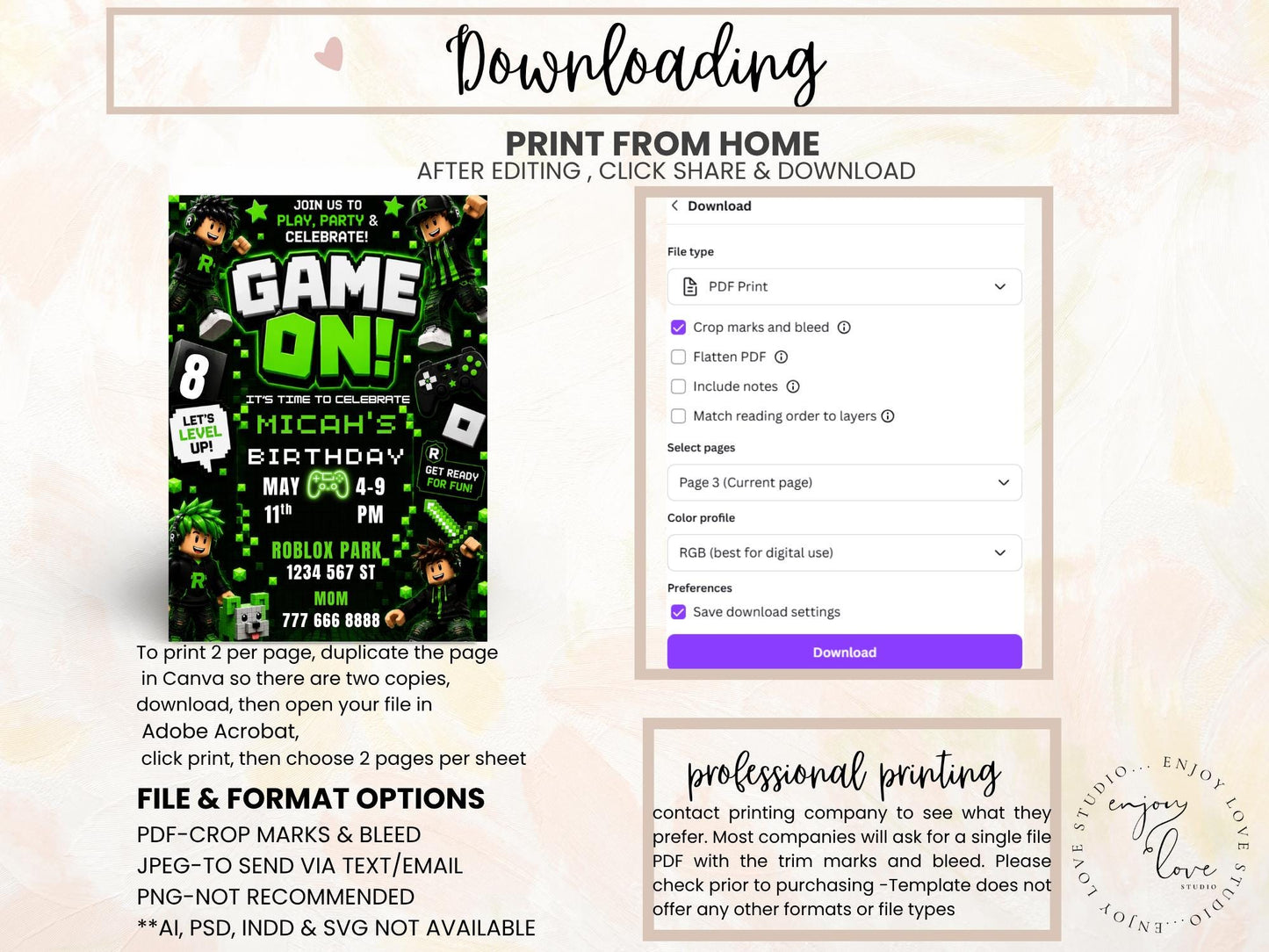 Editable Green Gamer Birthday Invitation preview 9