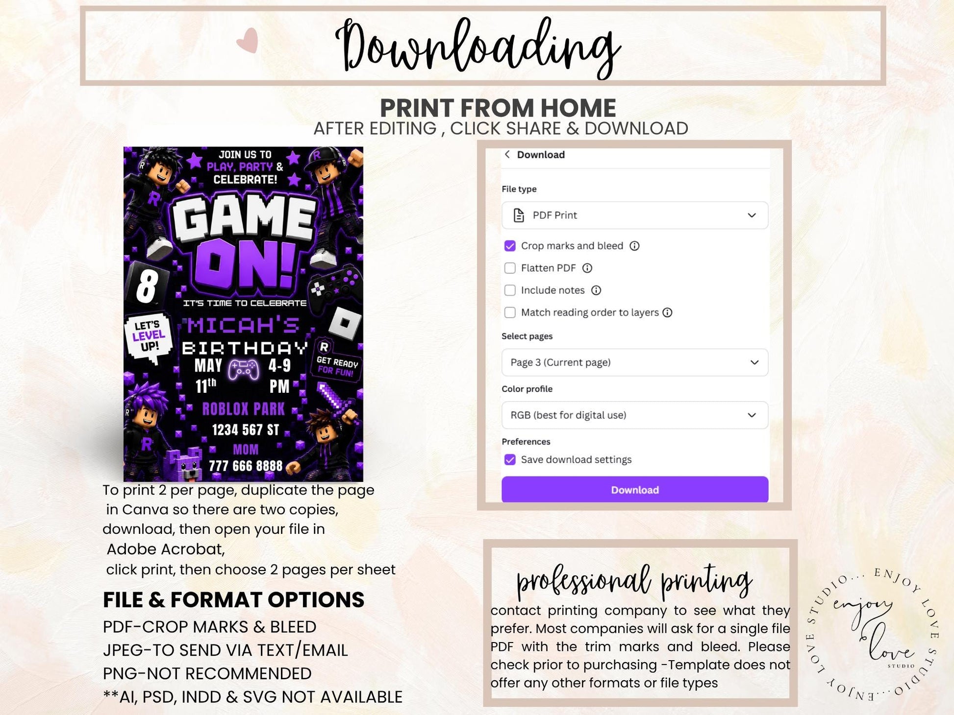 Roblox Gaming Birthday Invitation preview 9