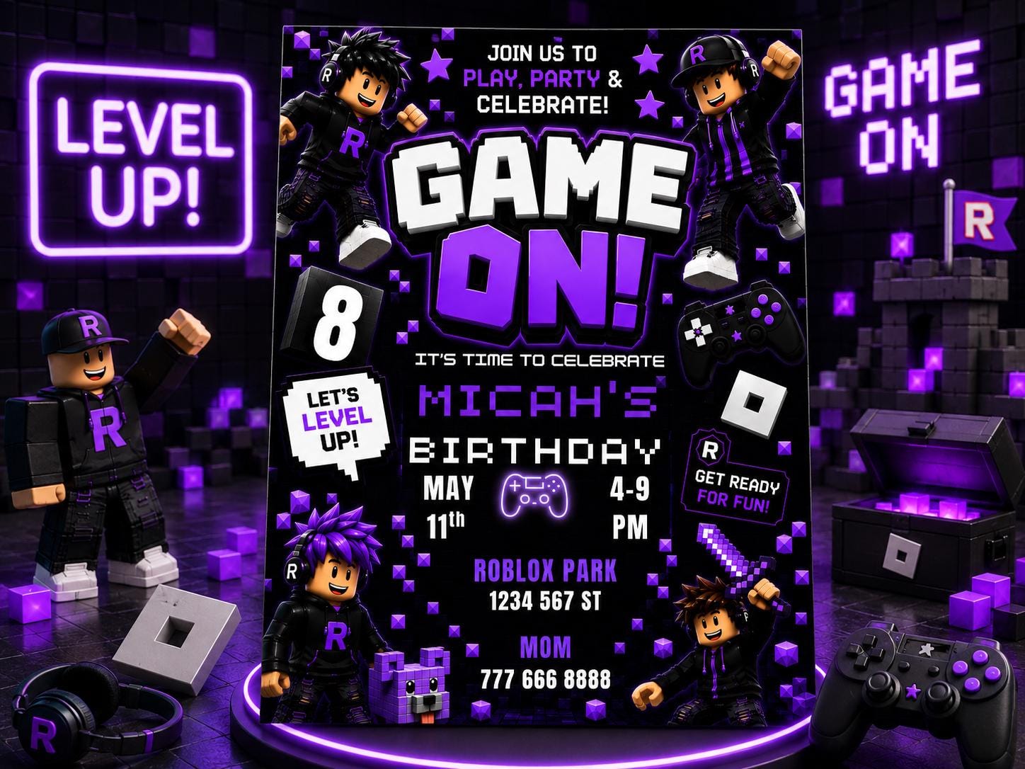 Roblox Gaming Birthday Invitation preview 4