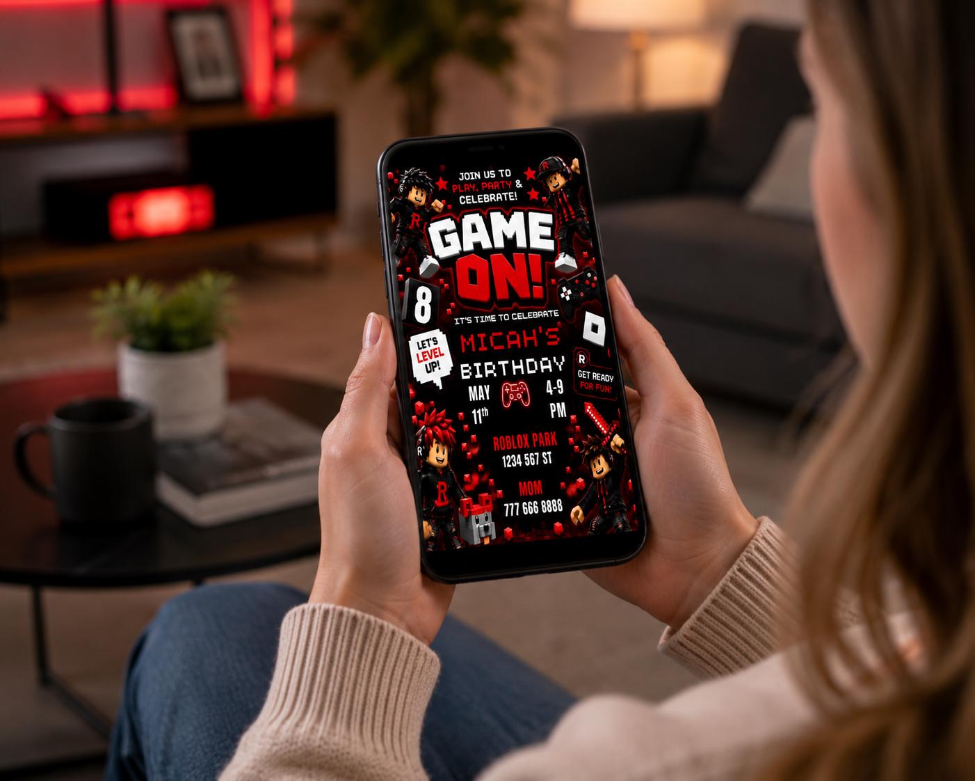 Editable Red Gamer Birthday Invitation preview 6