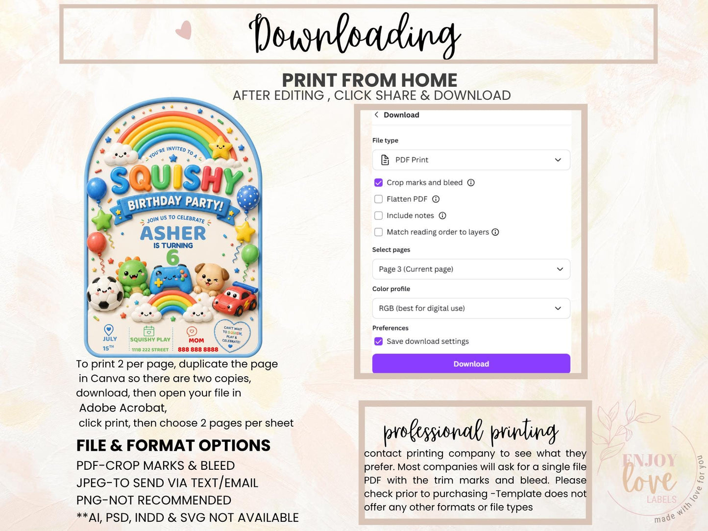 Editable Boy Squishy Birthday Invitation preview 9
