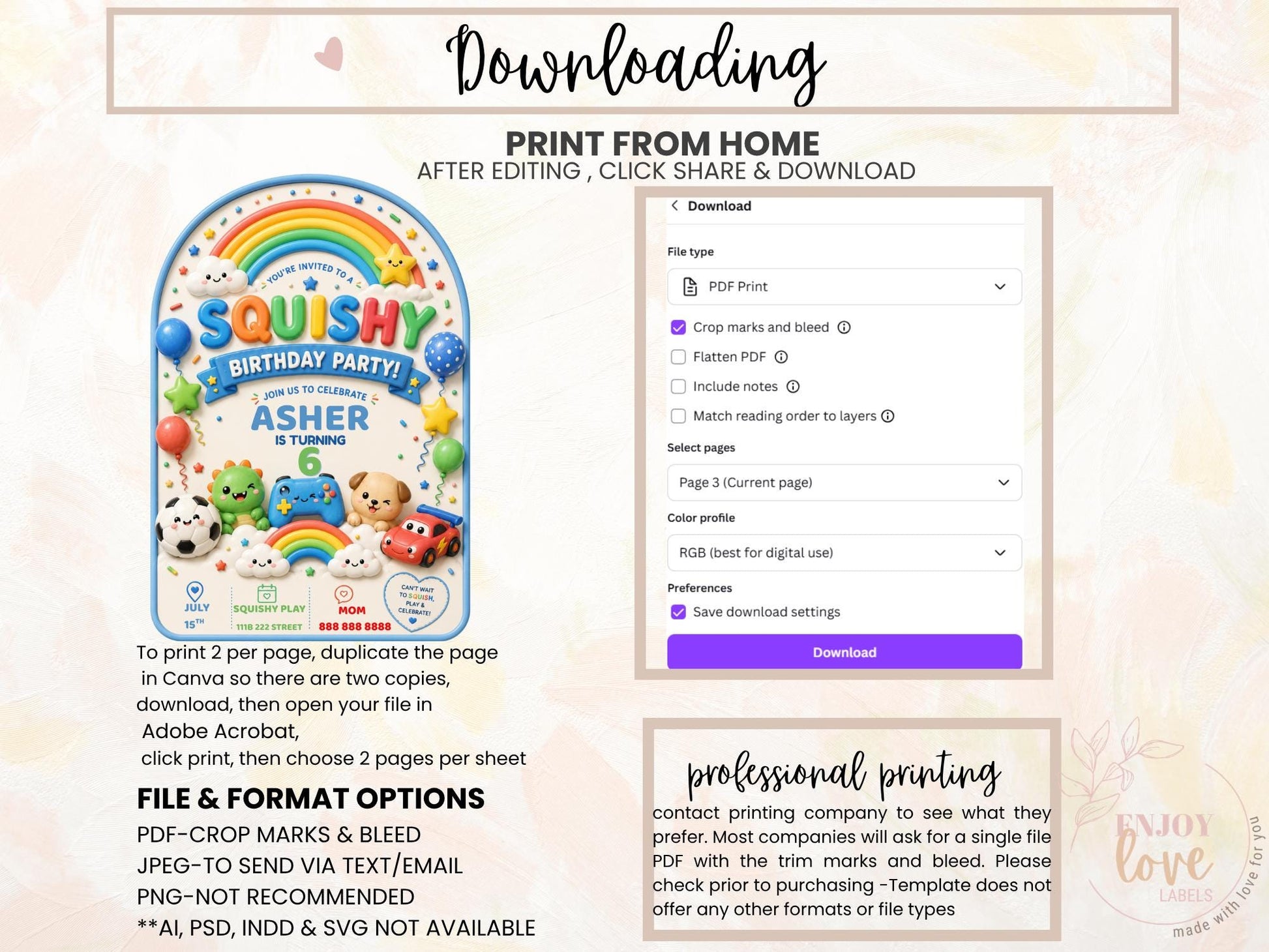 Editable Boy Squishy Birthday Invitation preview 9