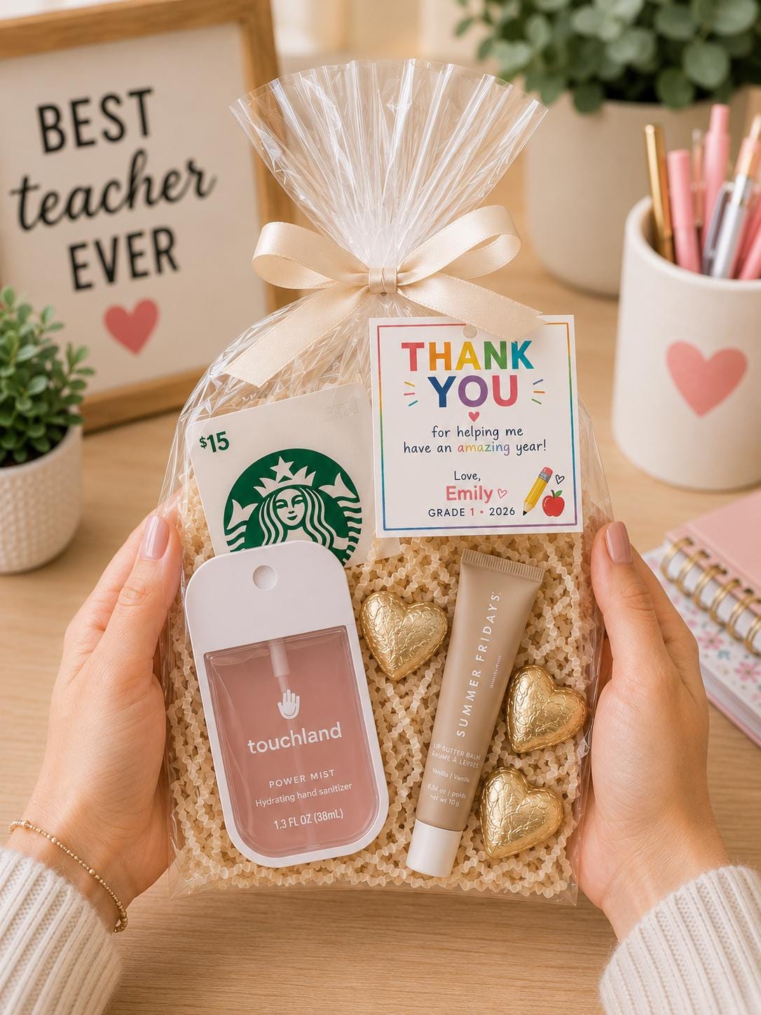 Editable Pink and Blue Teacher Thank You Gift Tag Bundle preview 6