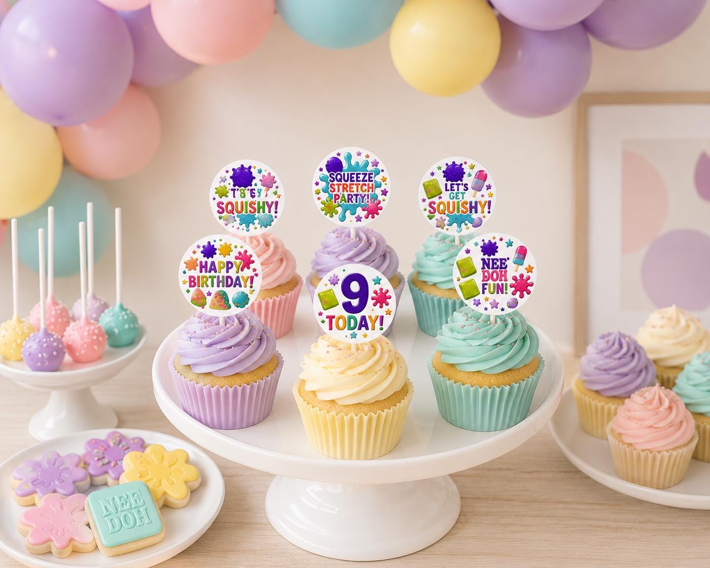Needoh Squishy Birthday Cupcake Toppers preview 3