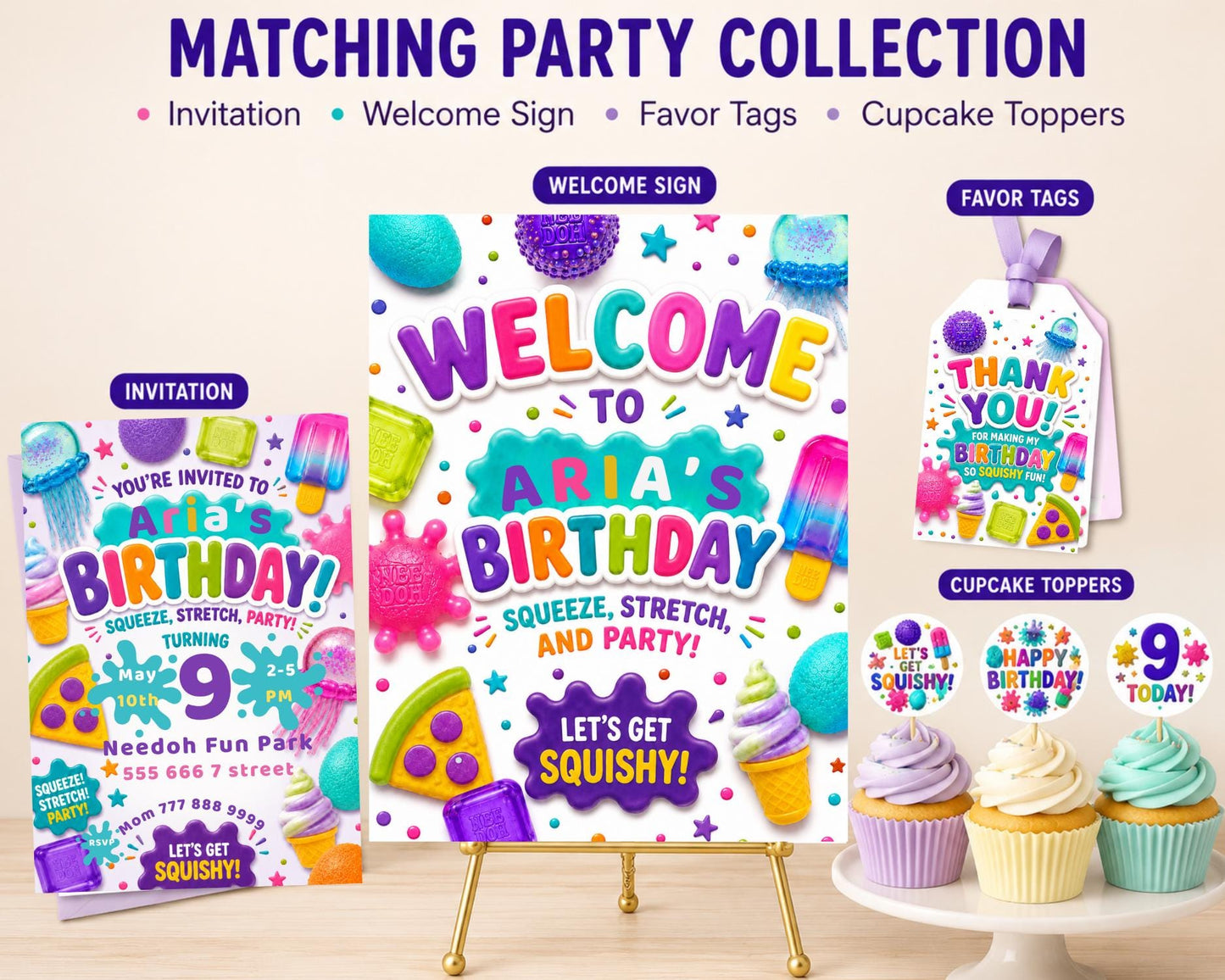 Needoh Squishy Birthday Cupcake Toppers preview 7