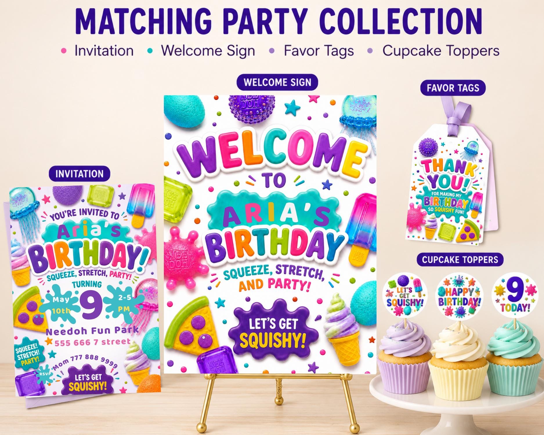 Needoh Squishy Birthday Cupcake Toppers preview 7
