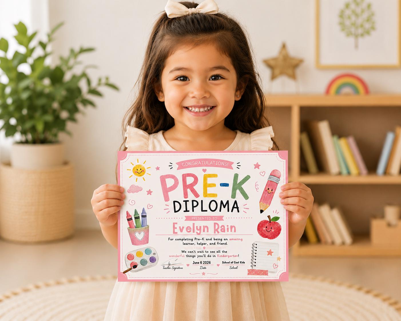 Editable Pink Pre-K Diploma preview 4